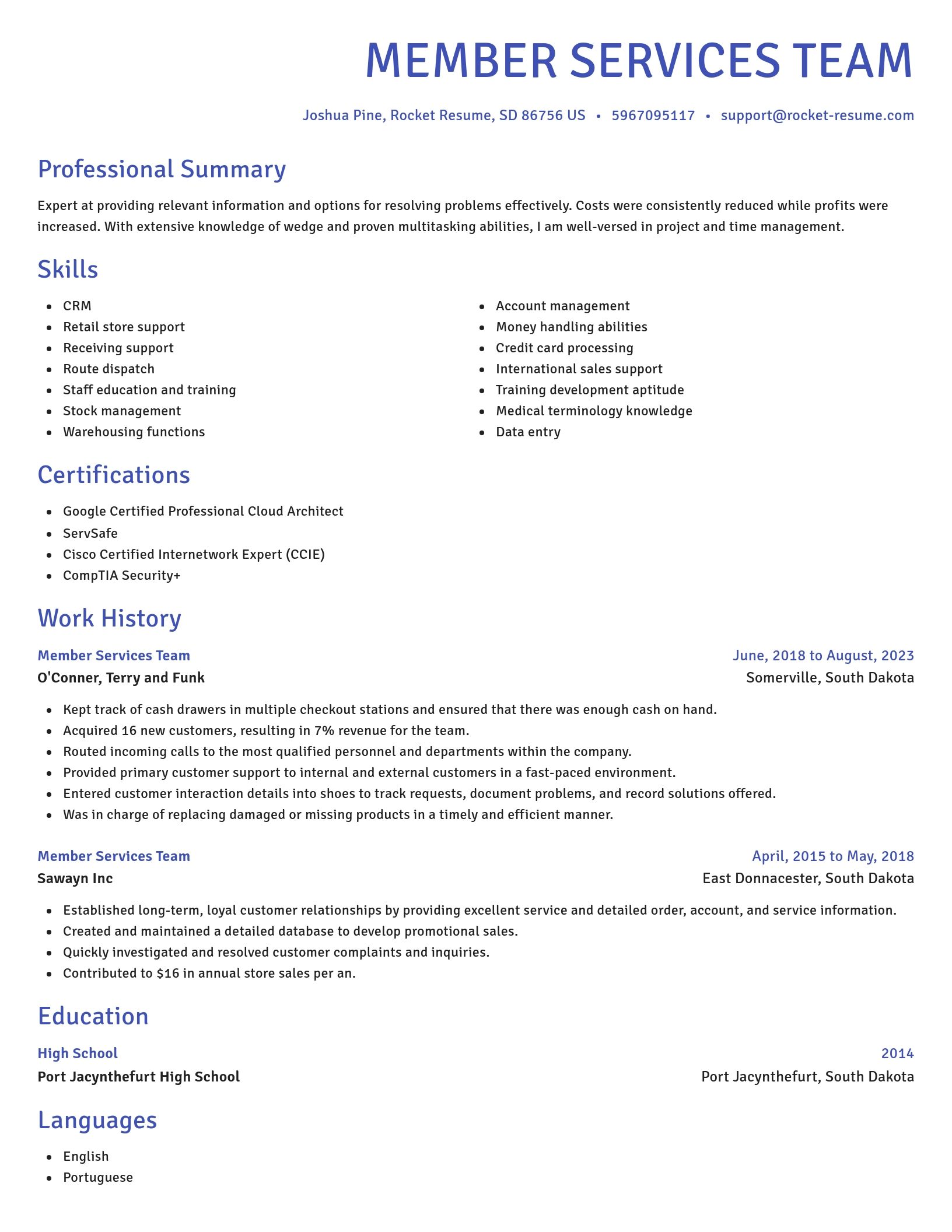 Novel resume template