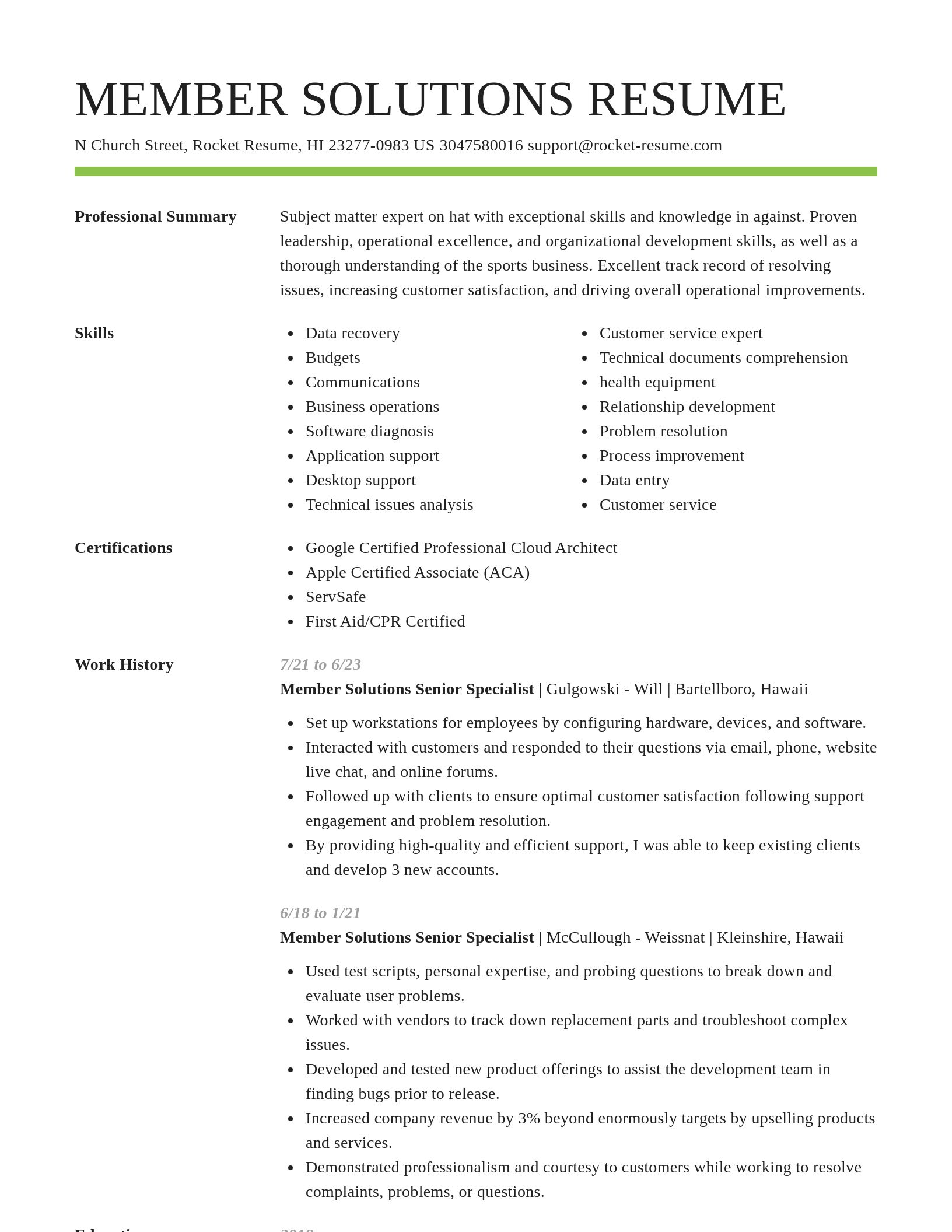 Smart resume template