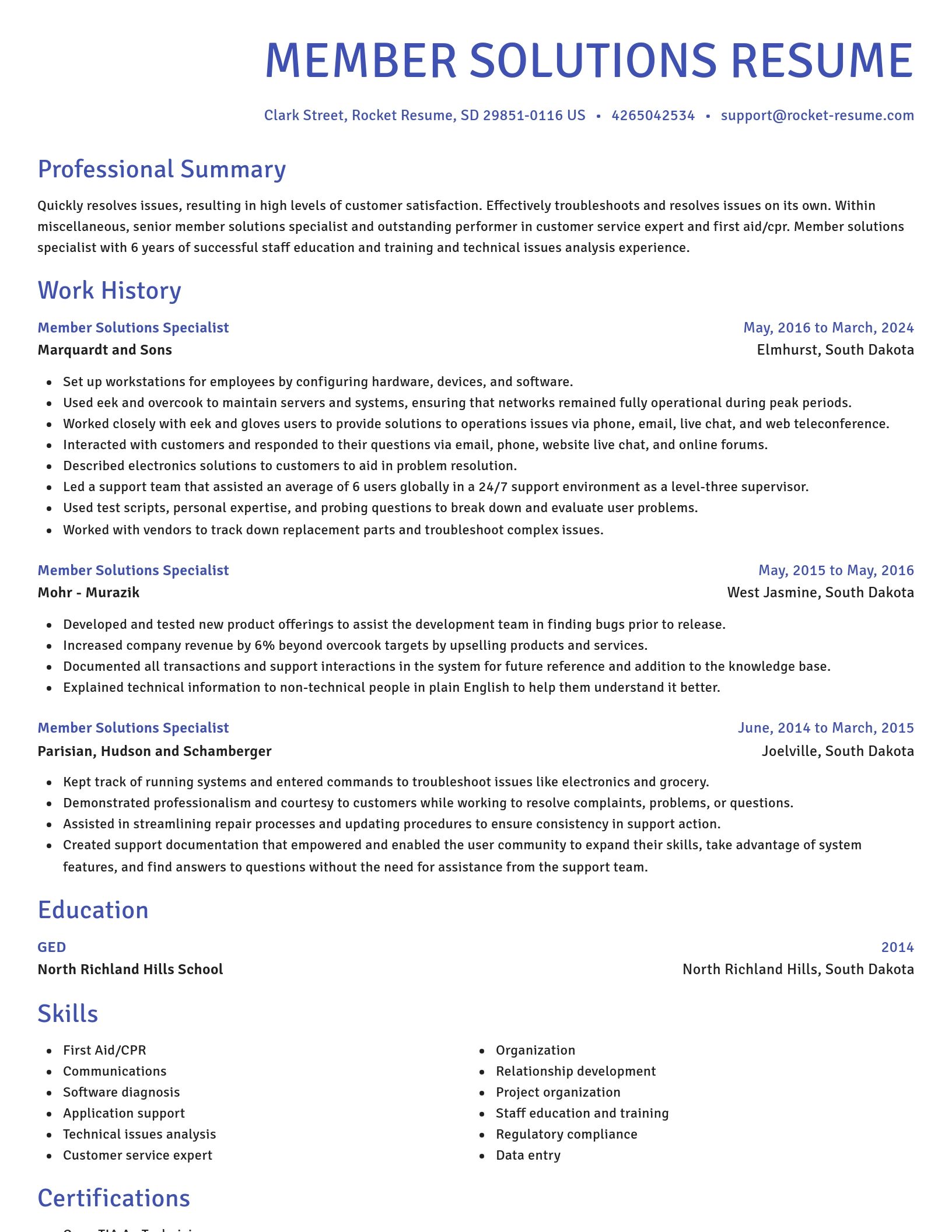 Novel resume template