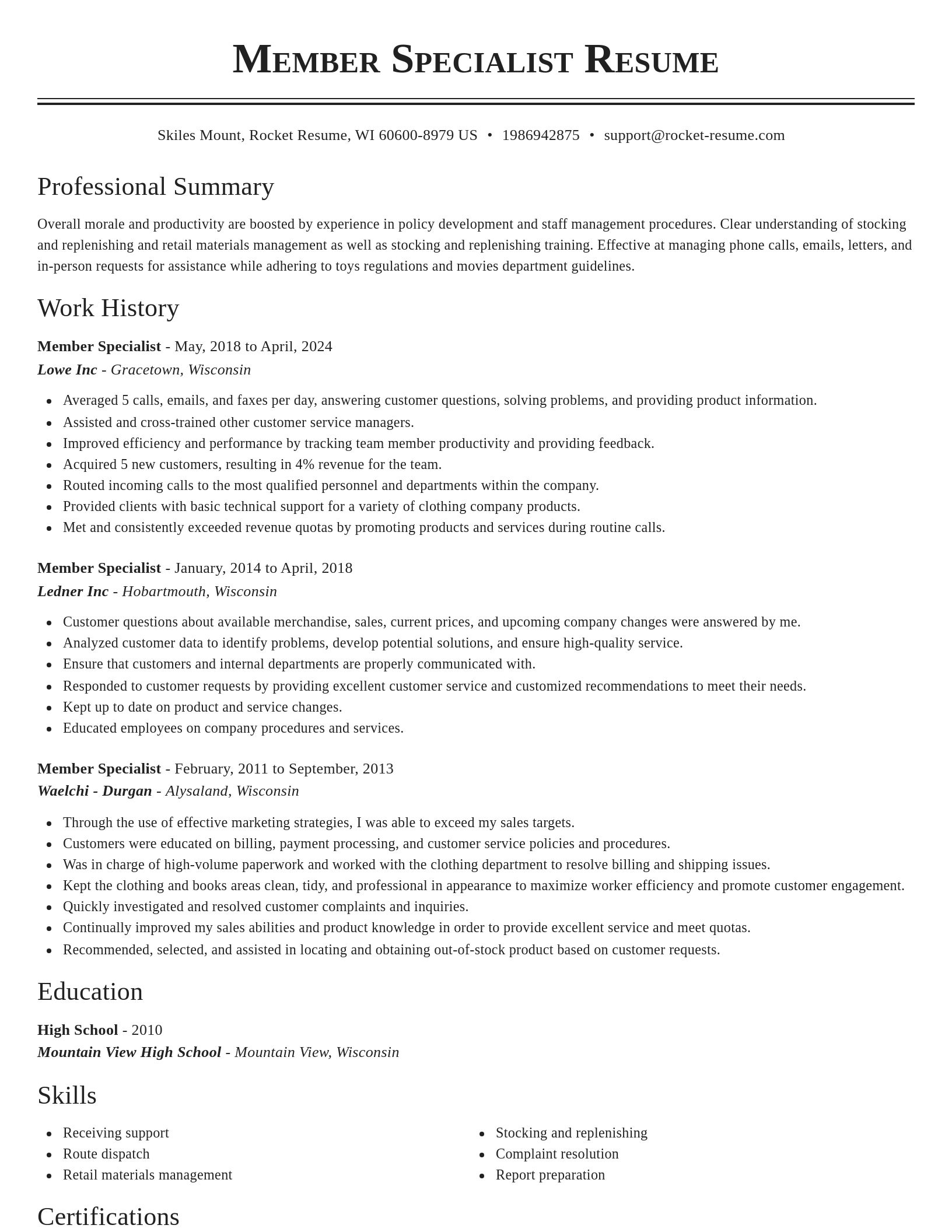 Classic resume template