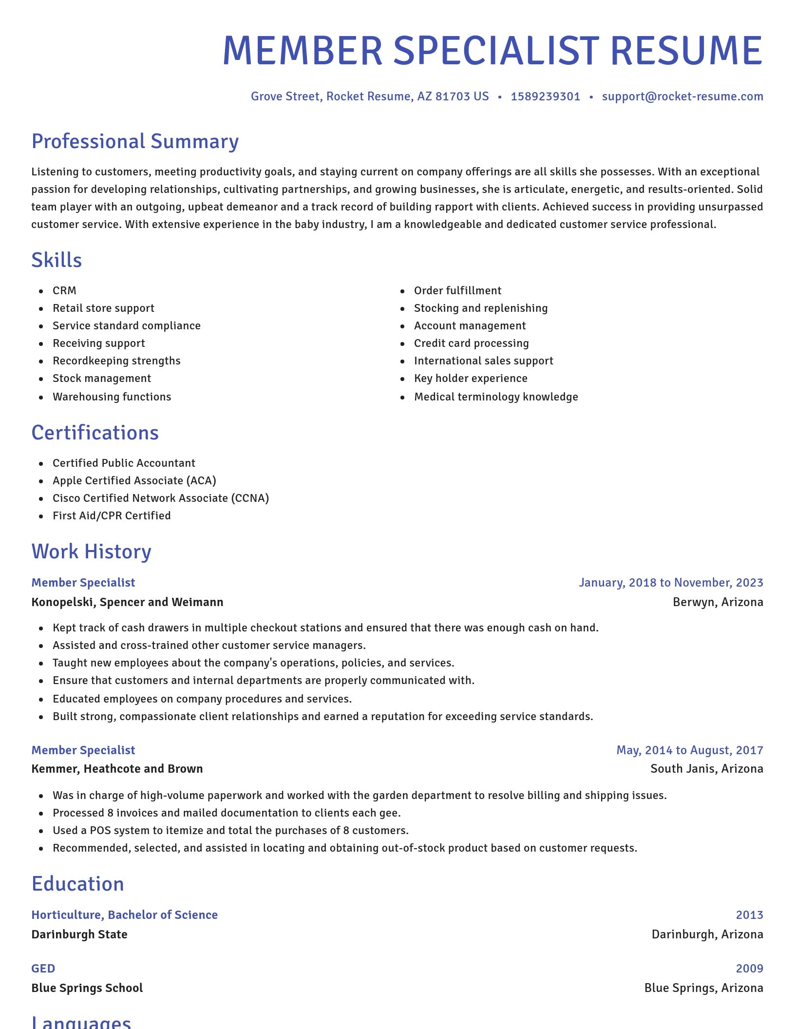 Novel resume template