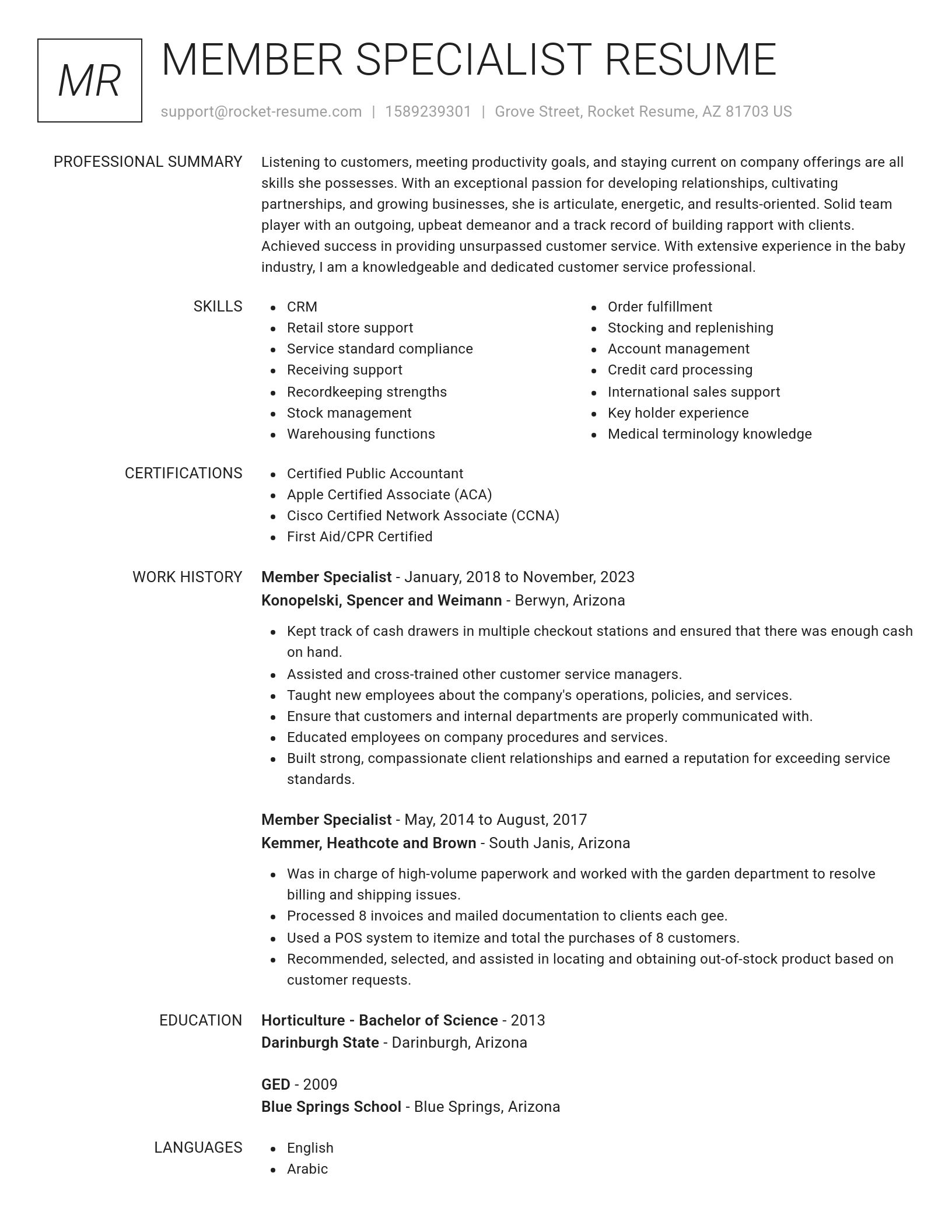 Renowned resume template