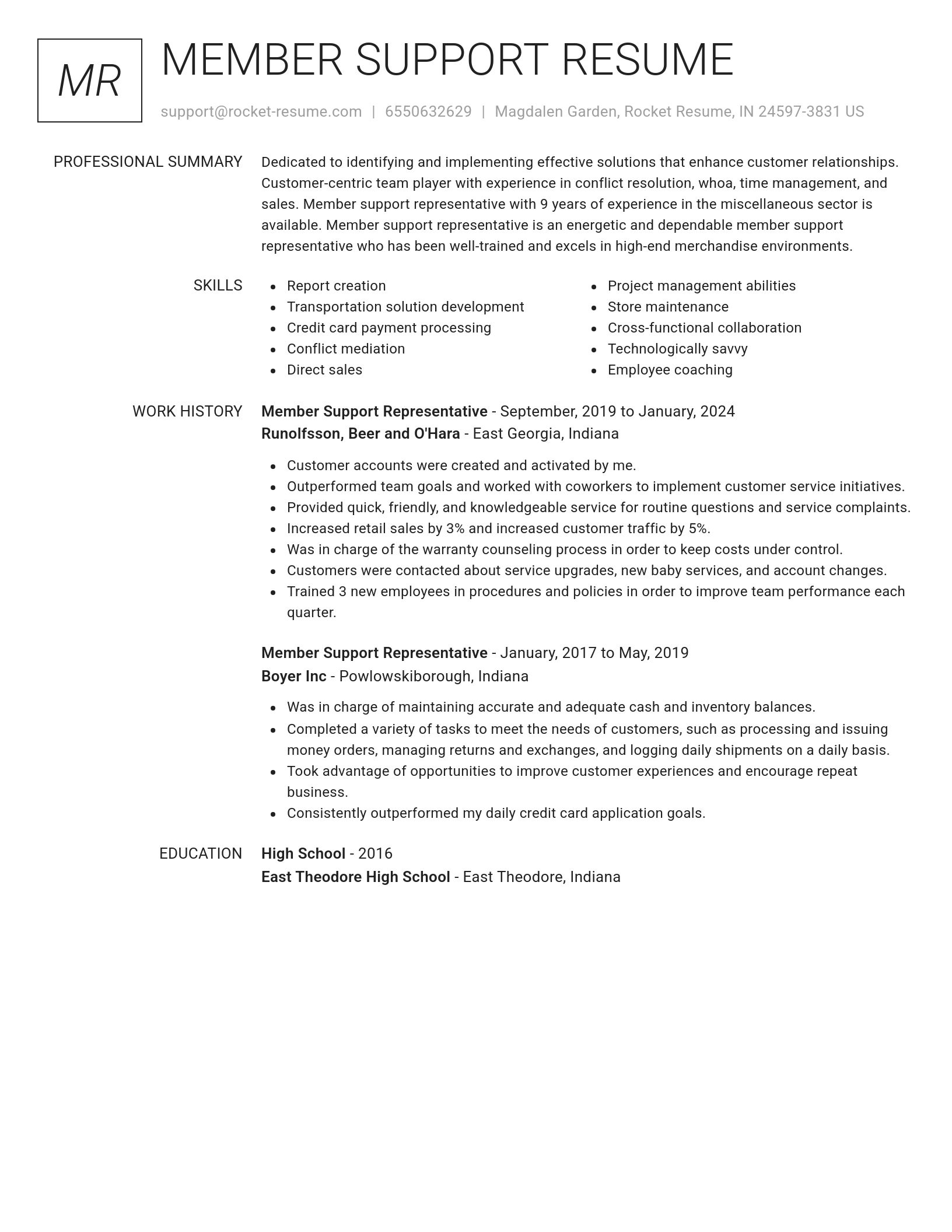Renowned resume template