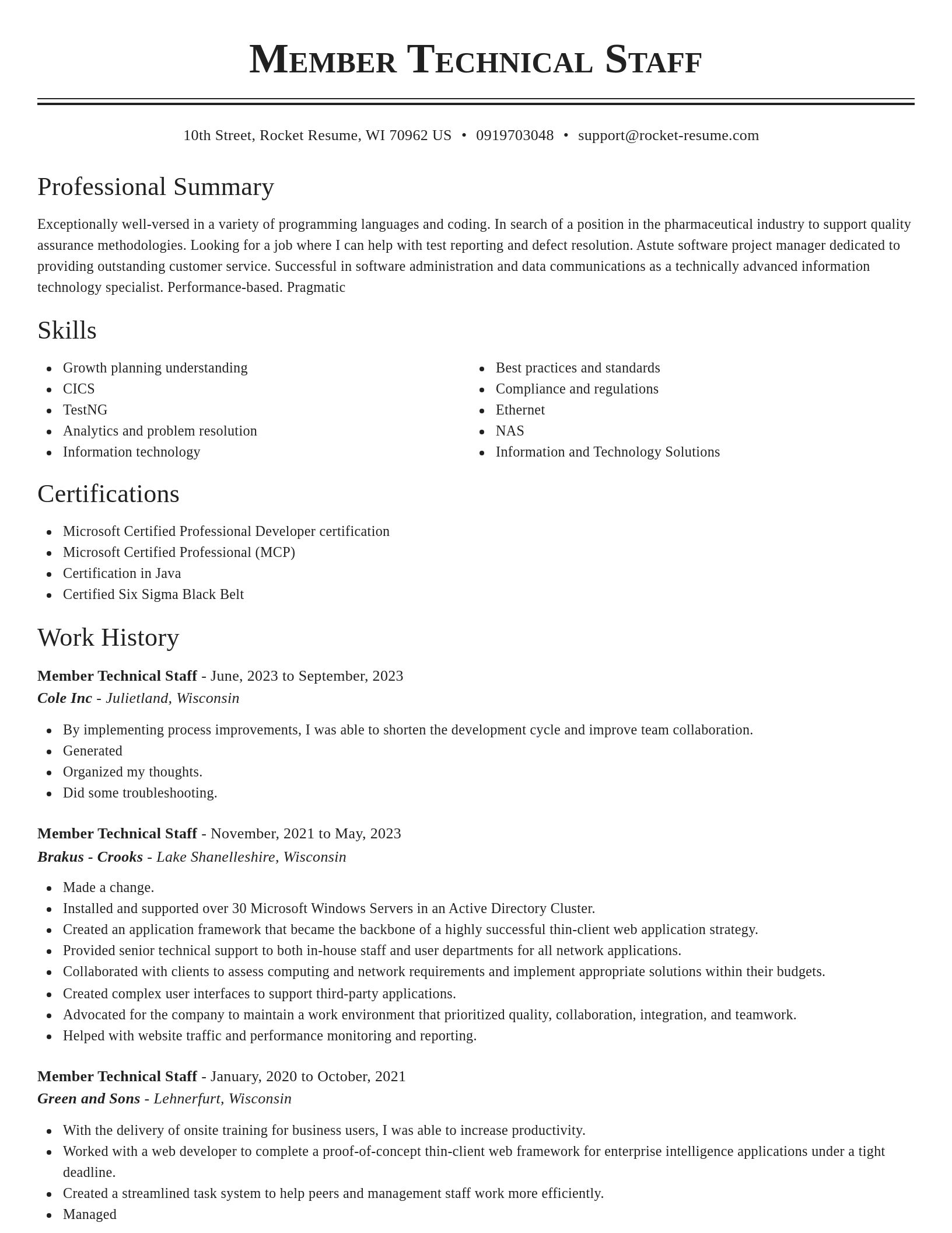 Classic resume template