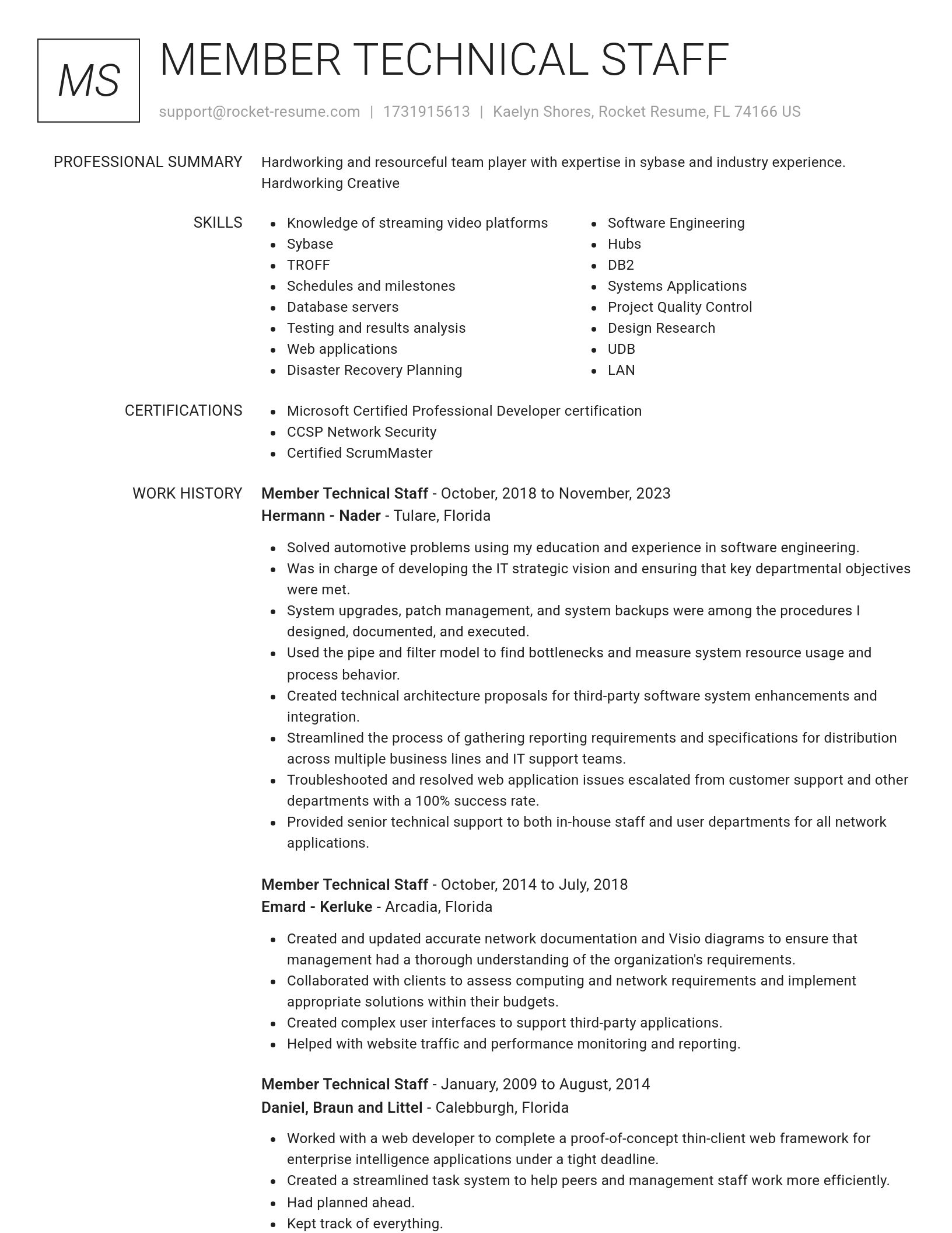 Renowned resume template