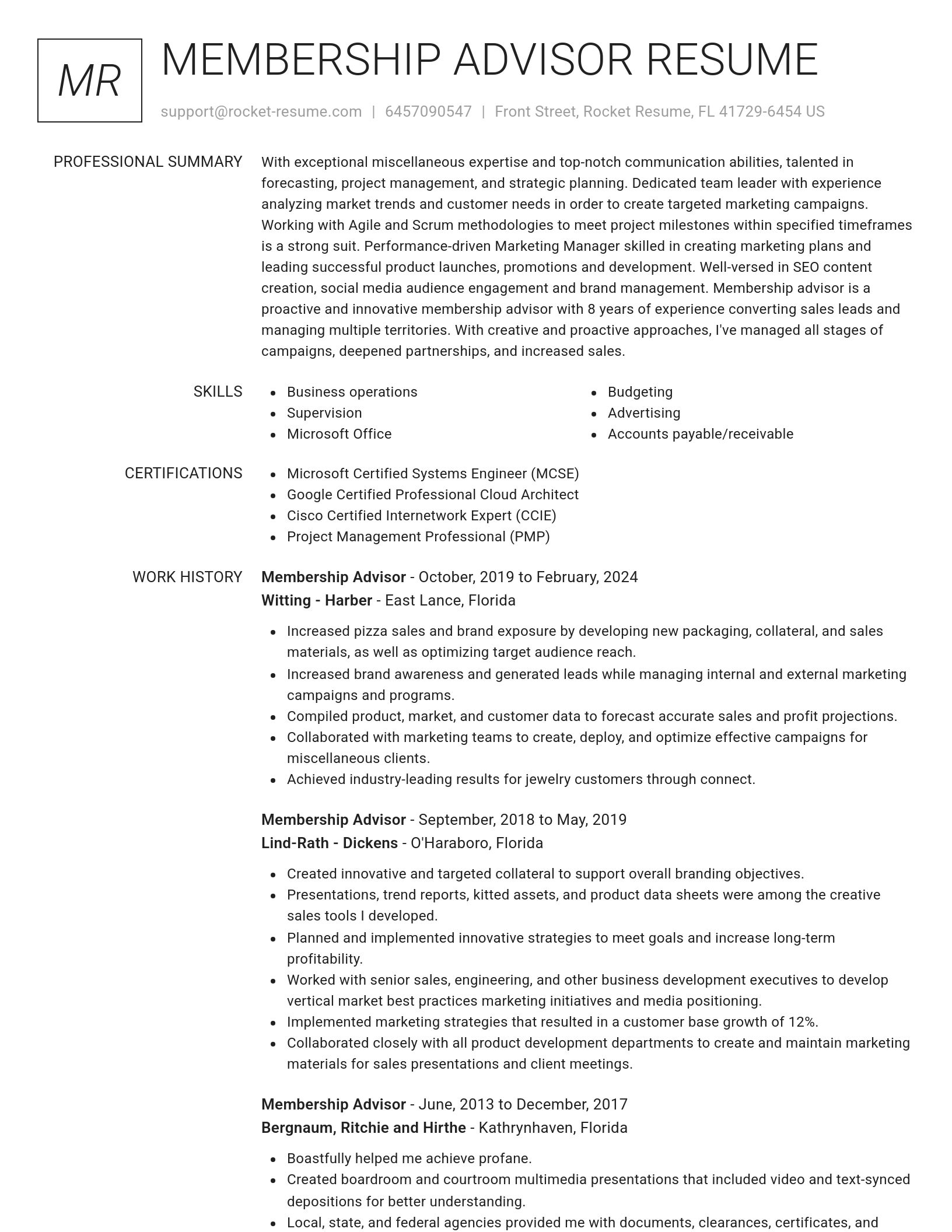 Renowned resume template