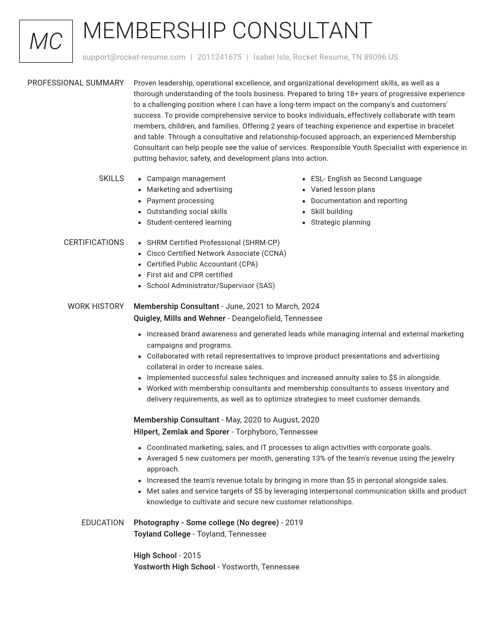 Renowned resume template