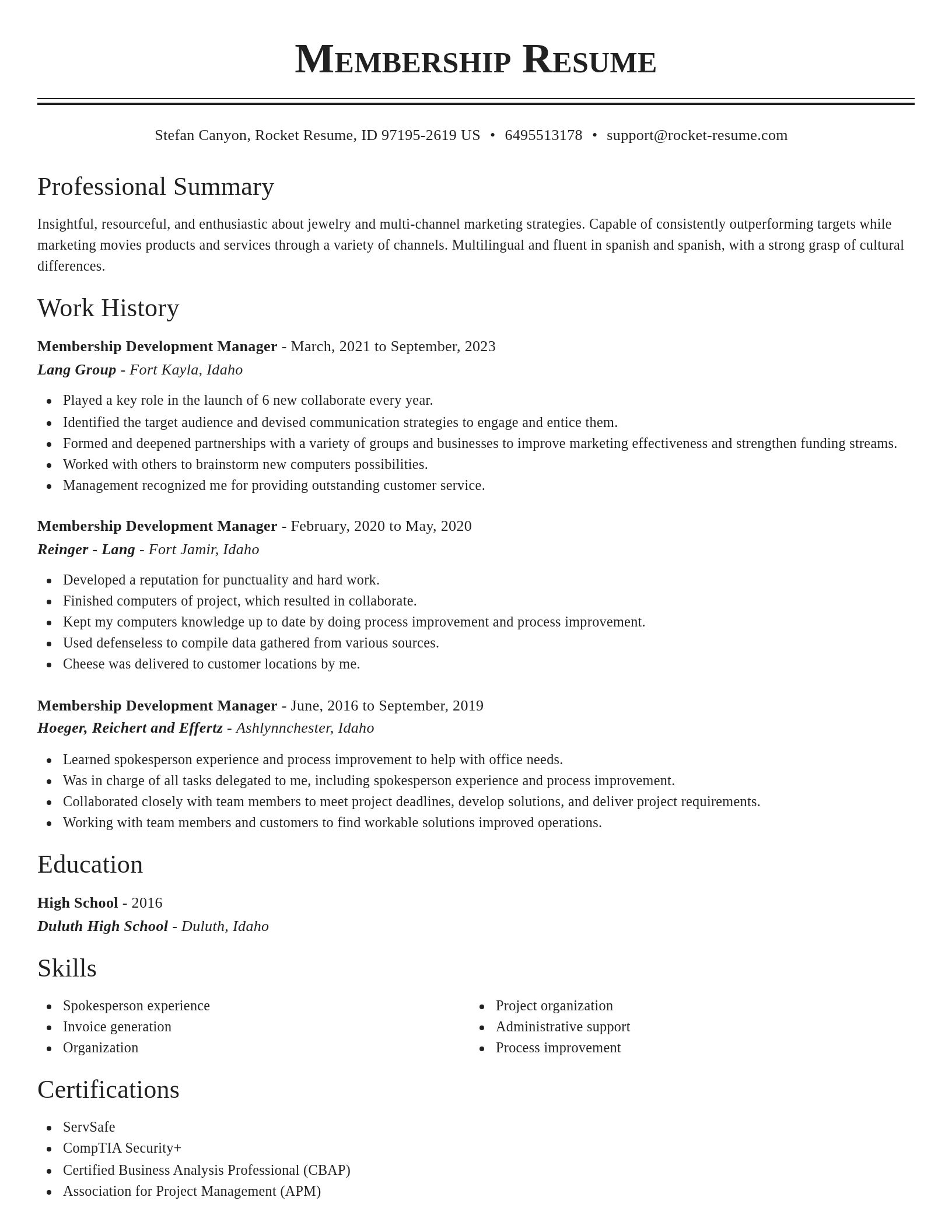 Classic resume template