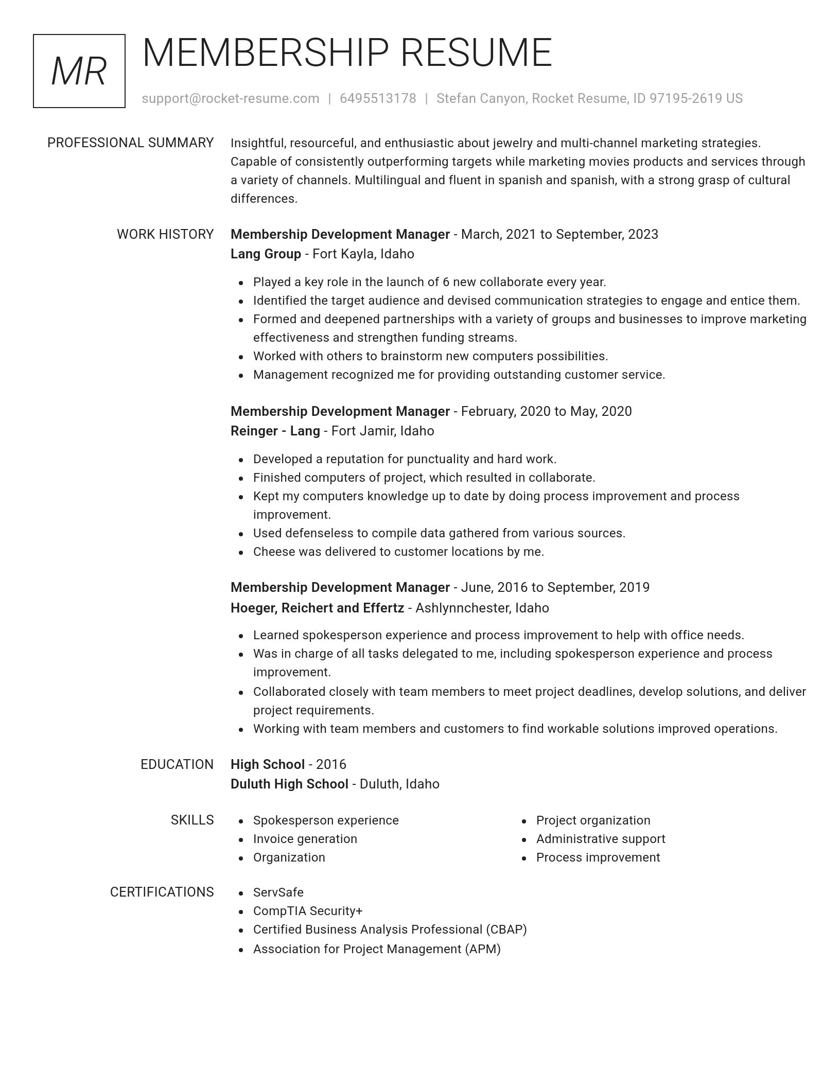 Renowned resume template