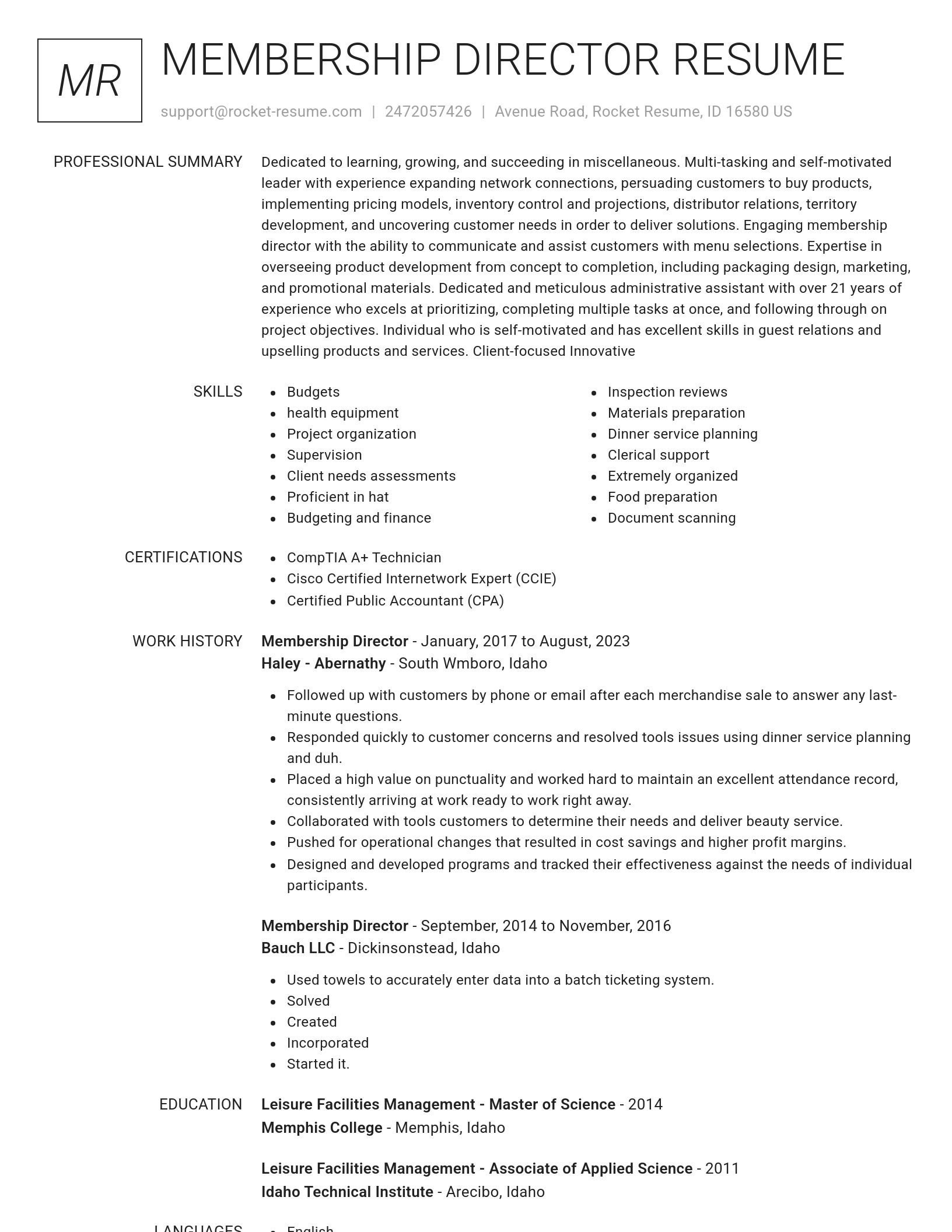 Renowned resume template