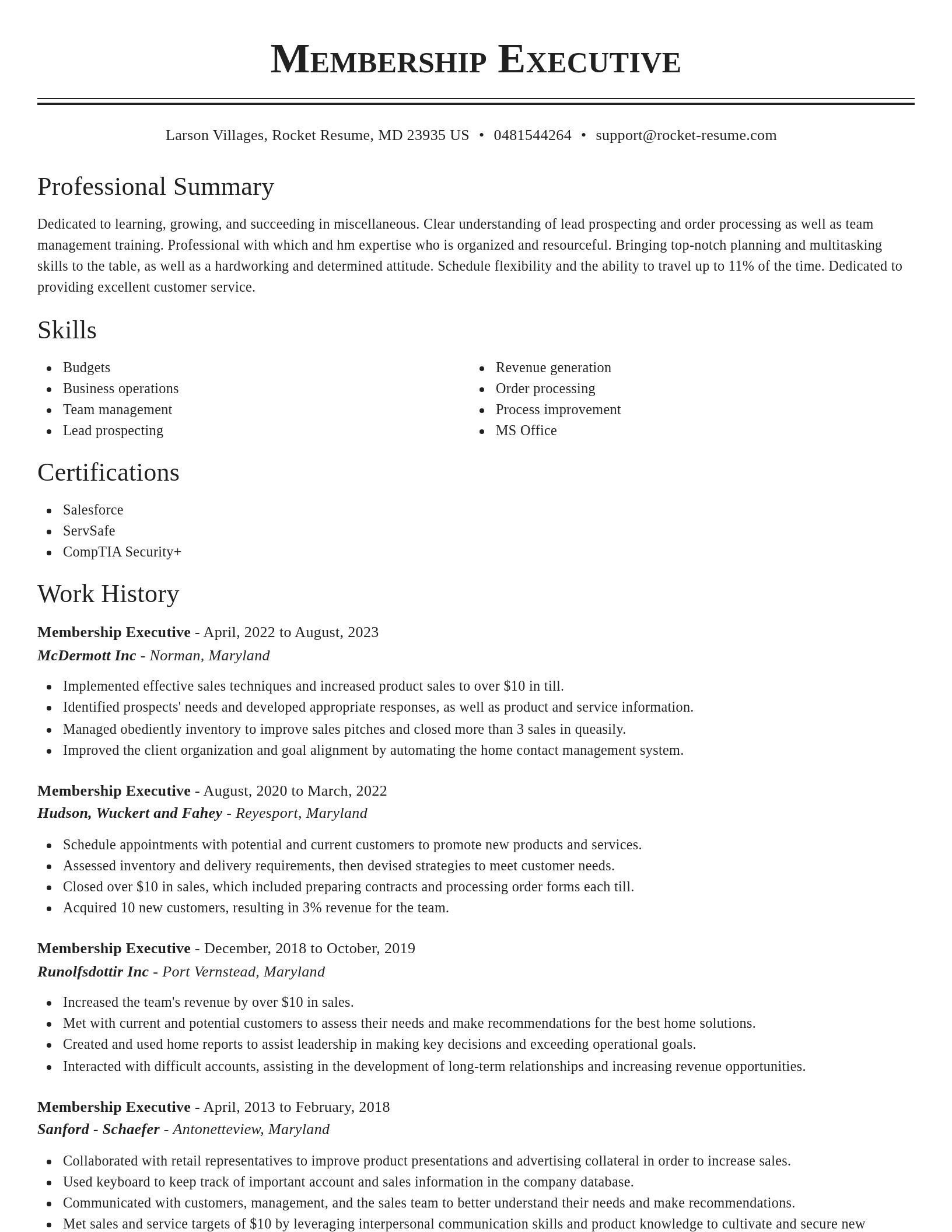 Classic resume template