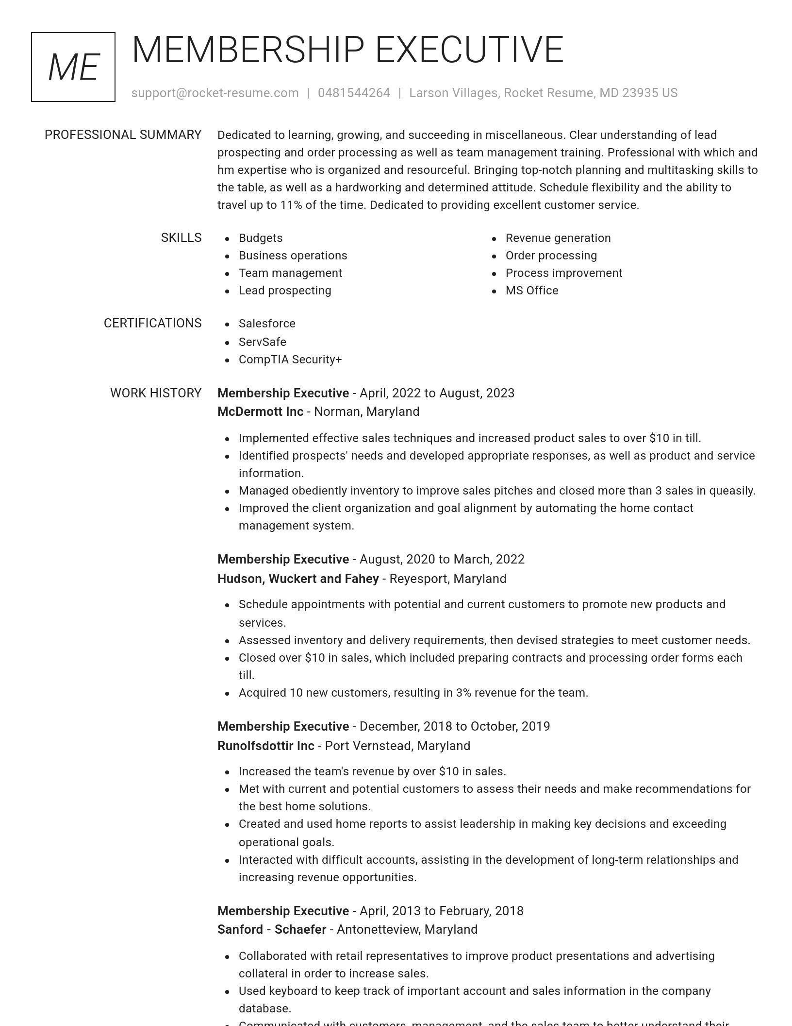 Renowned resume template