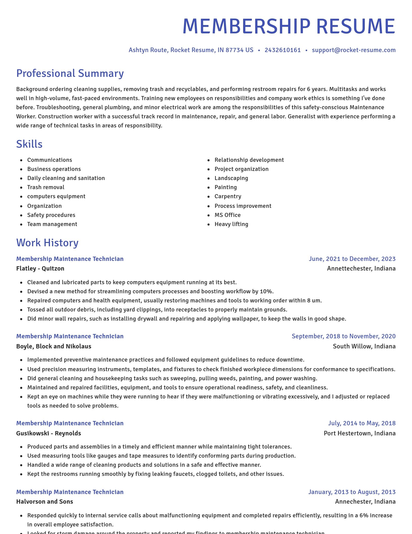 Novel resume template