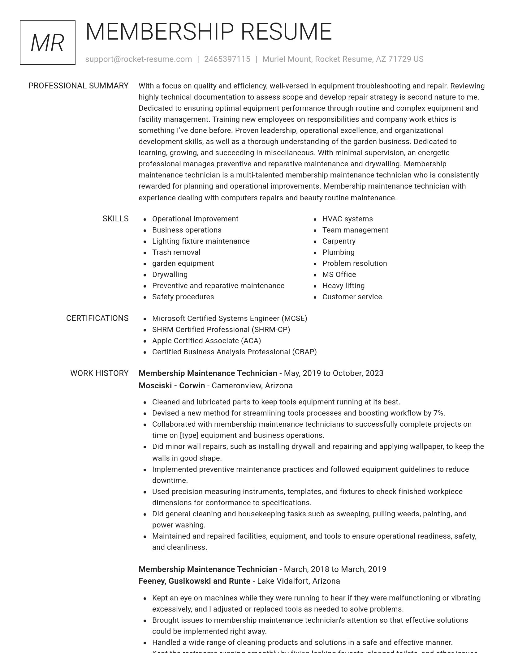 Renowned resume template