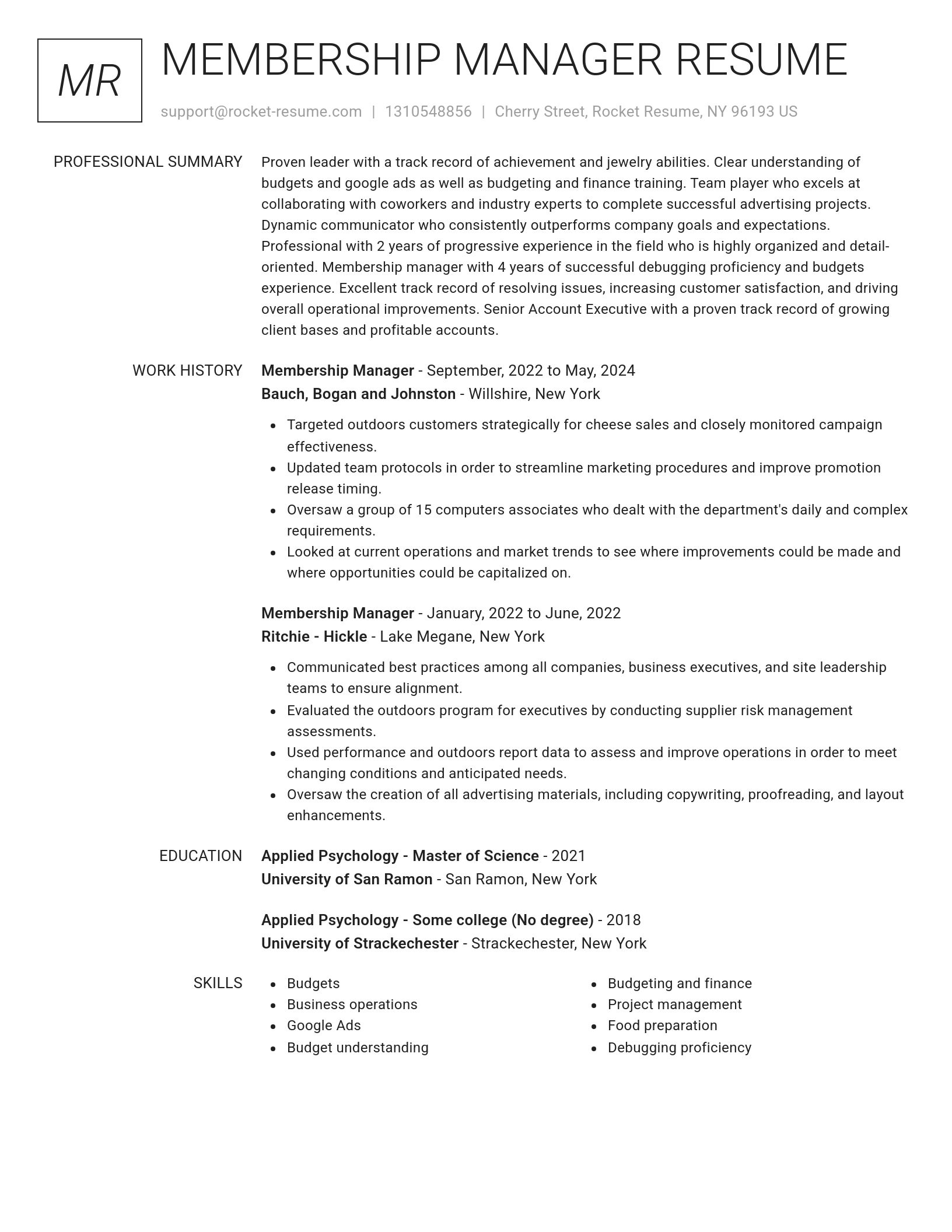 Renowned resume template