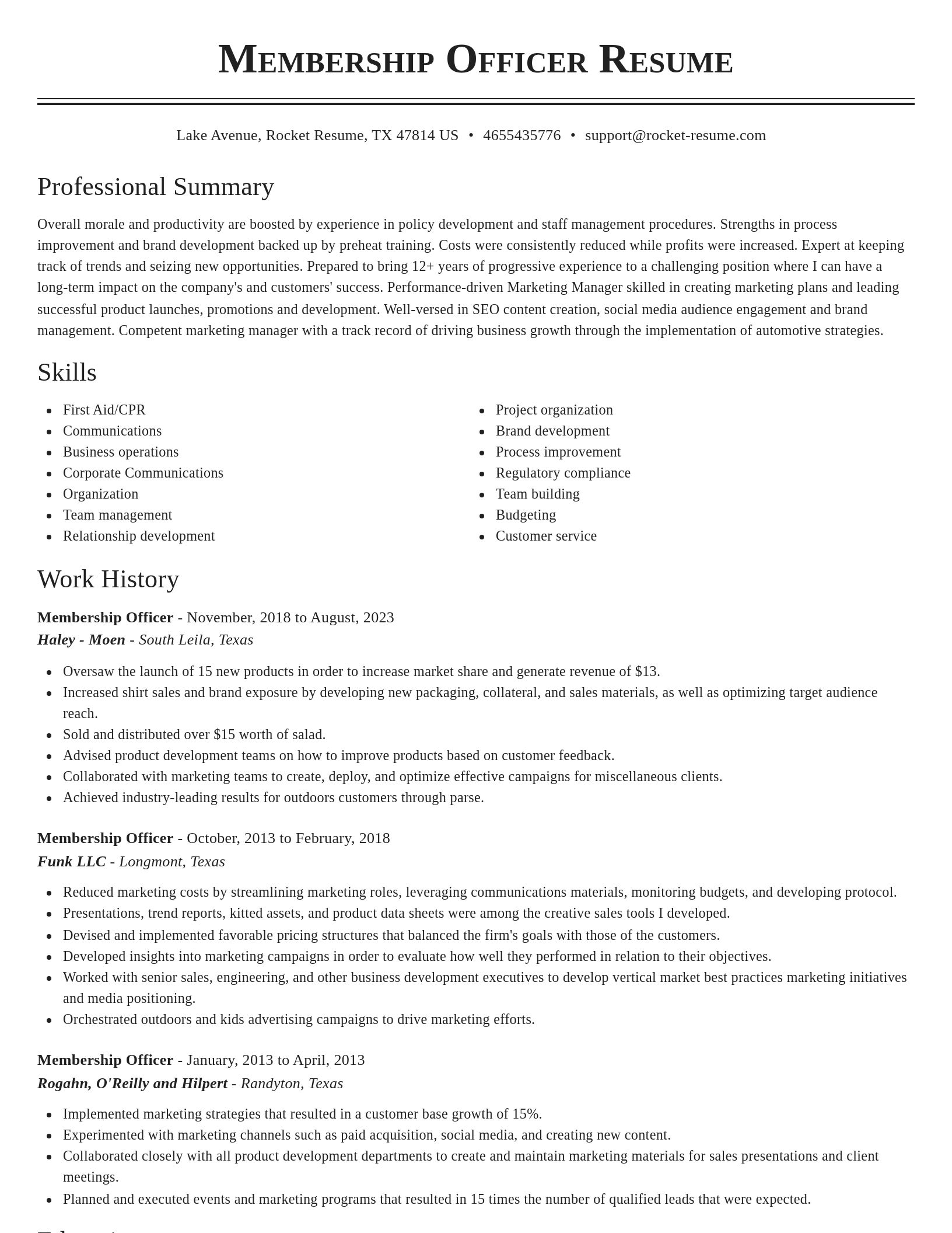 Classic resume template