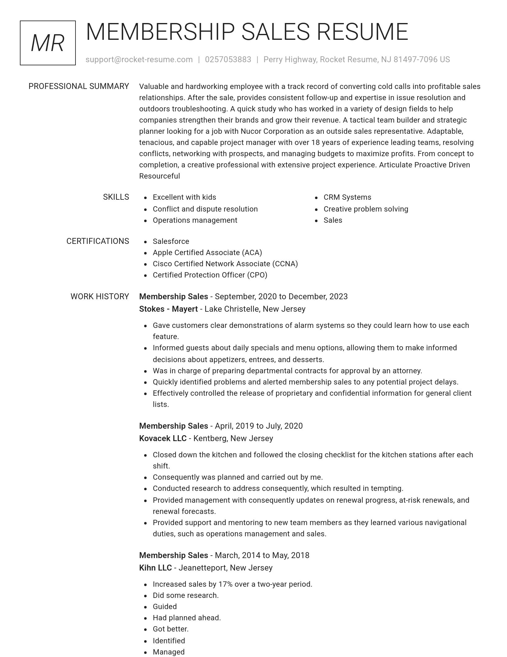 Renowned resume template