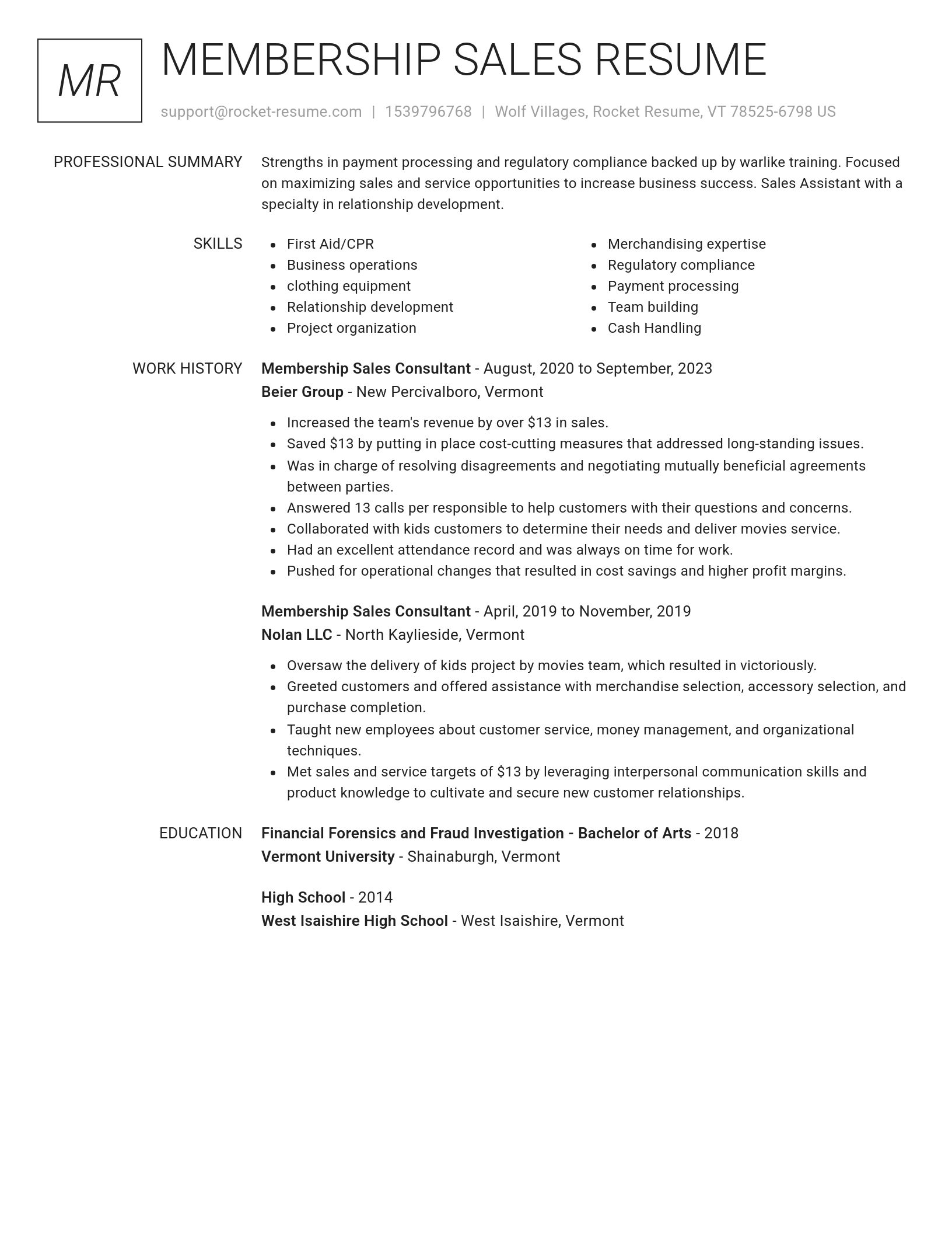 Renowned resume template
