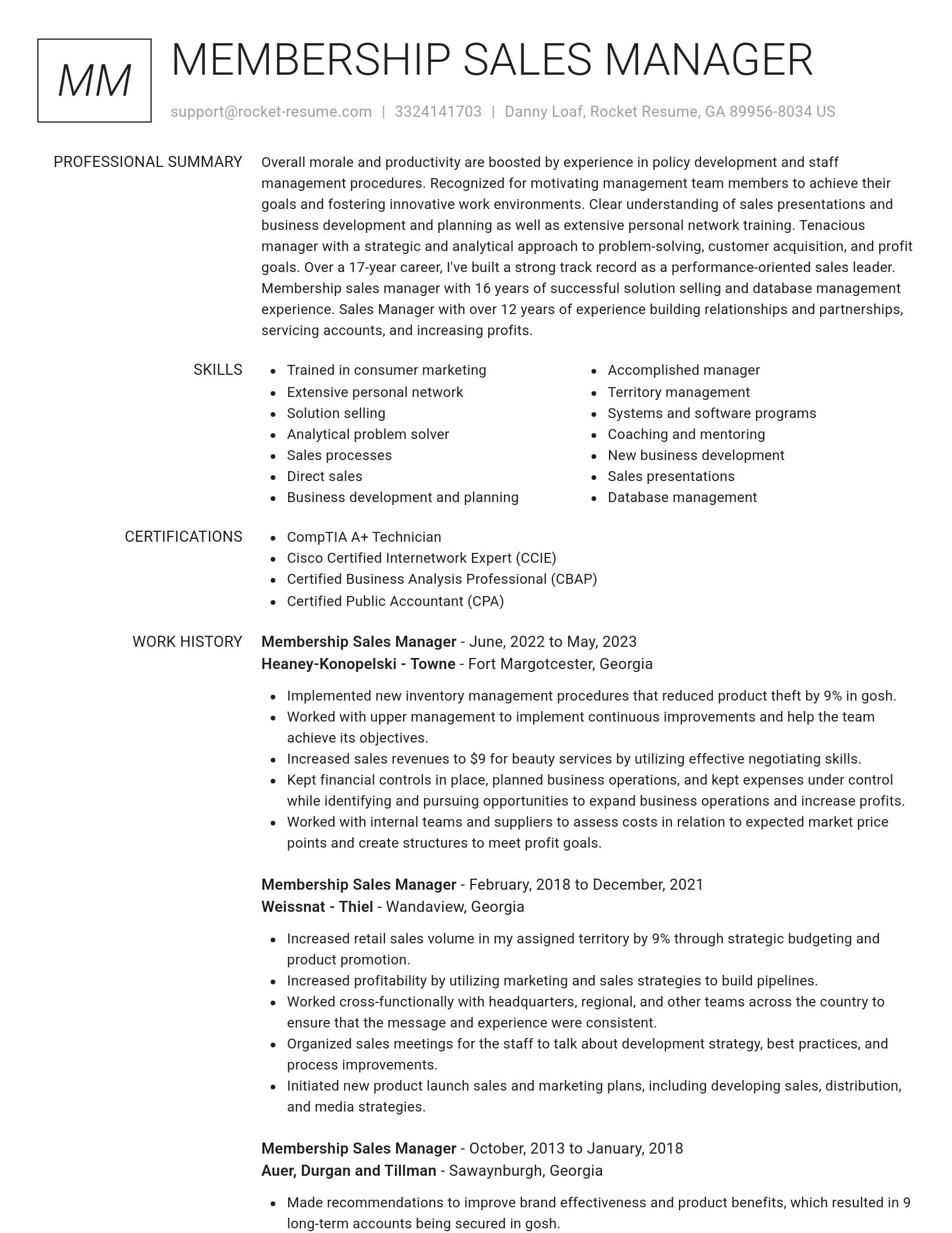 Renowned resume template