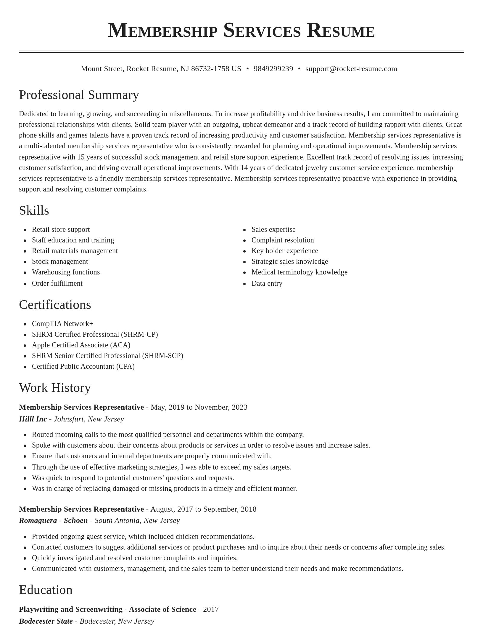 Classic resume template