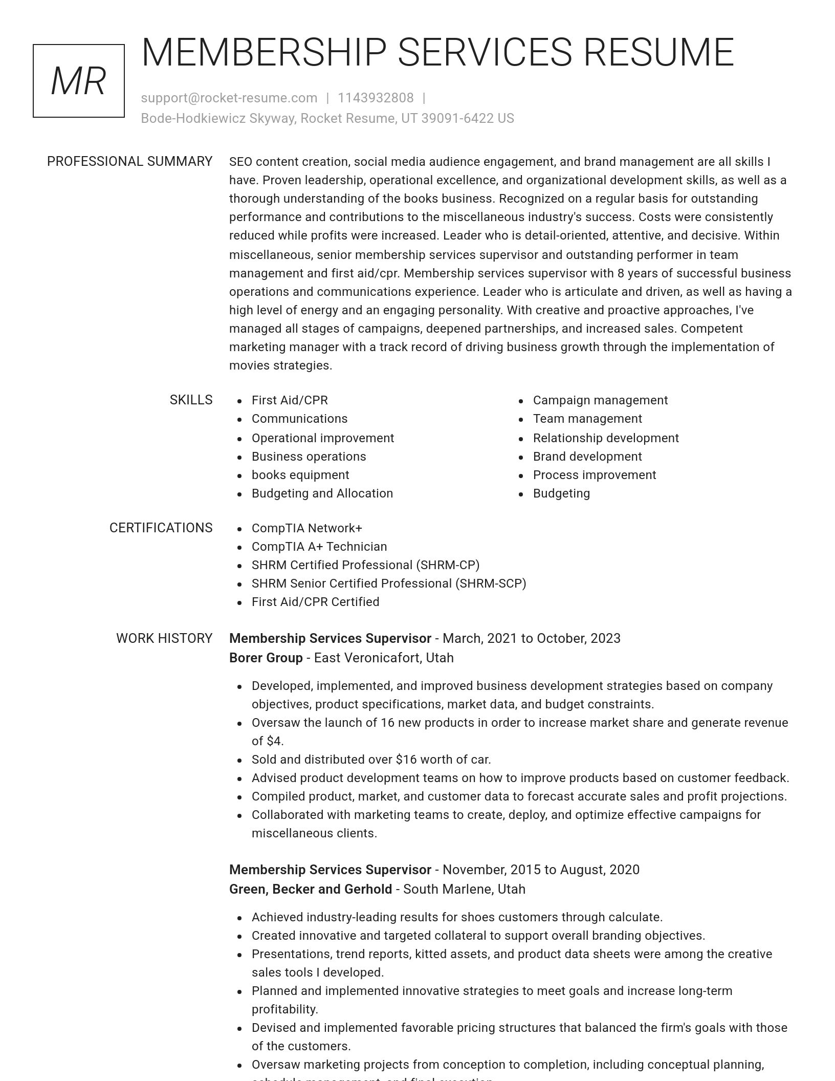 Renowned resume template