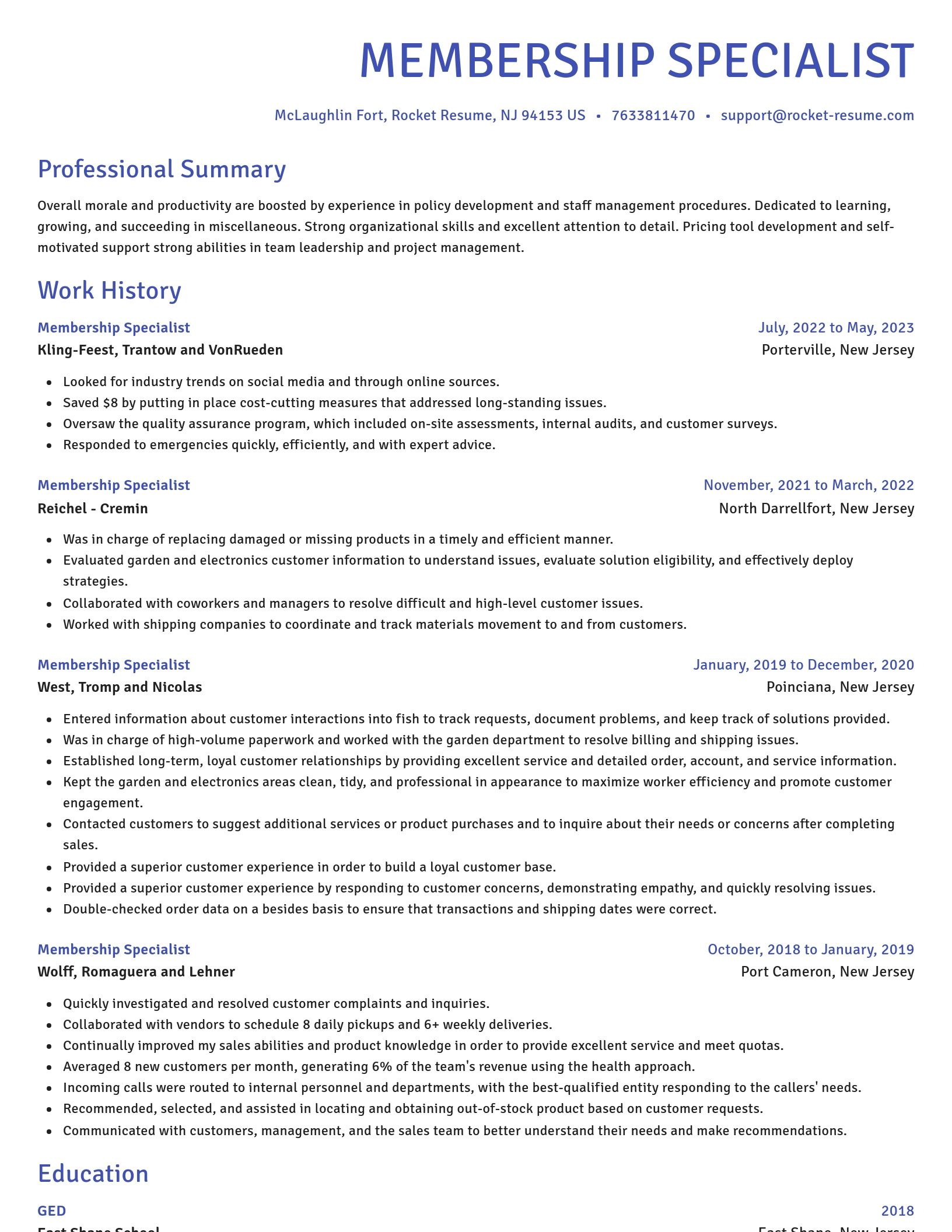 Novel resume template