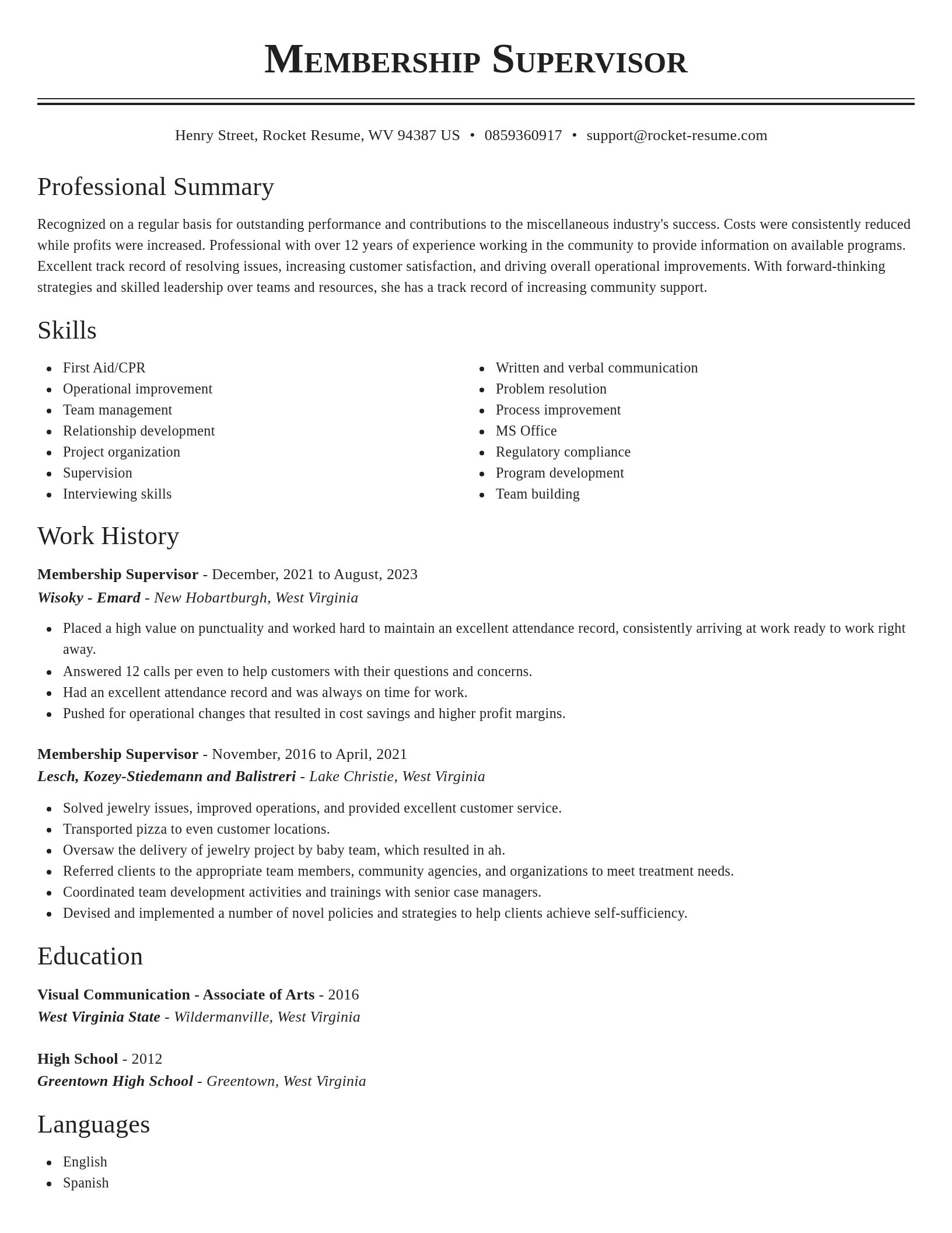 Classic resume template