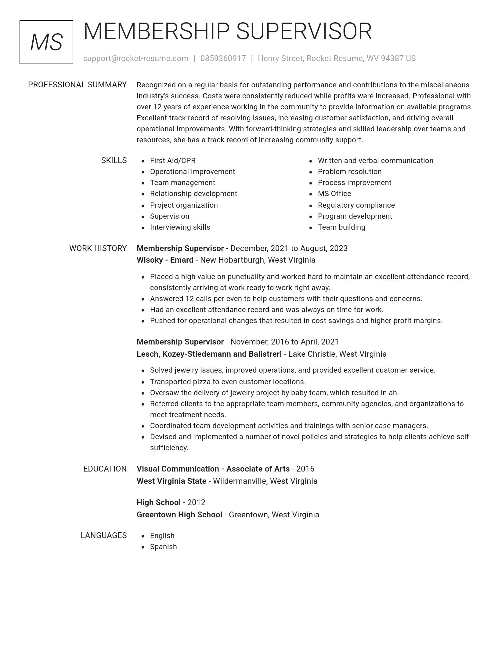 Renowned resume template