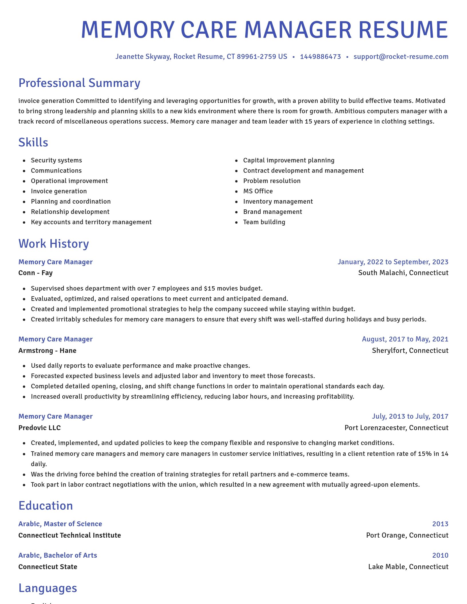Novel resume template