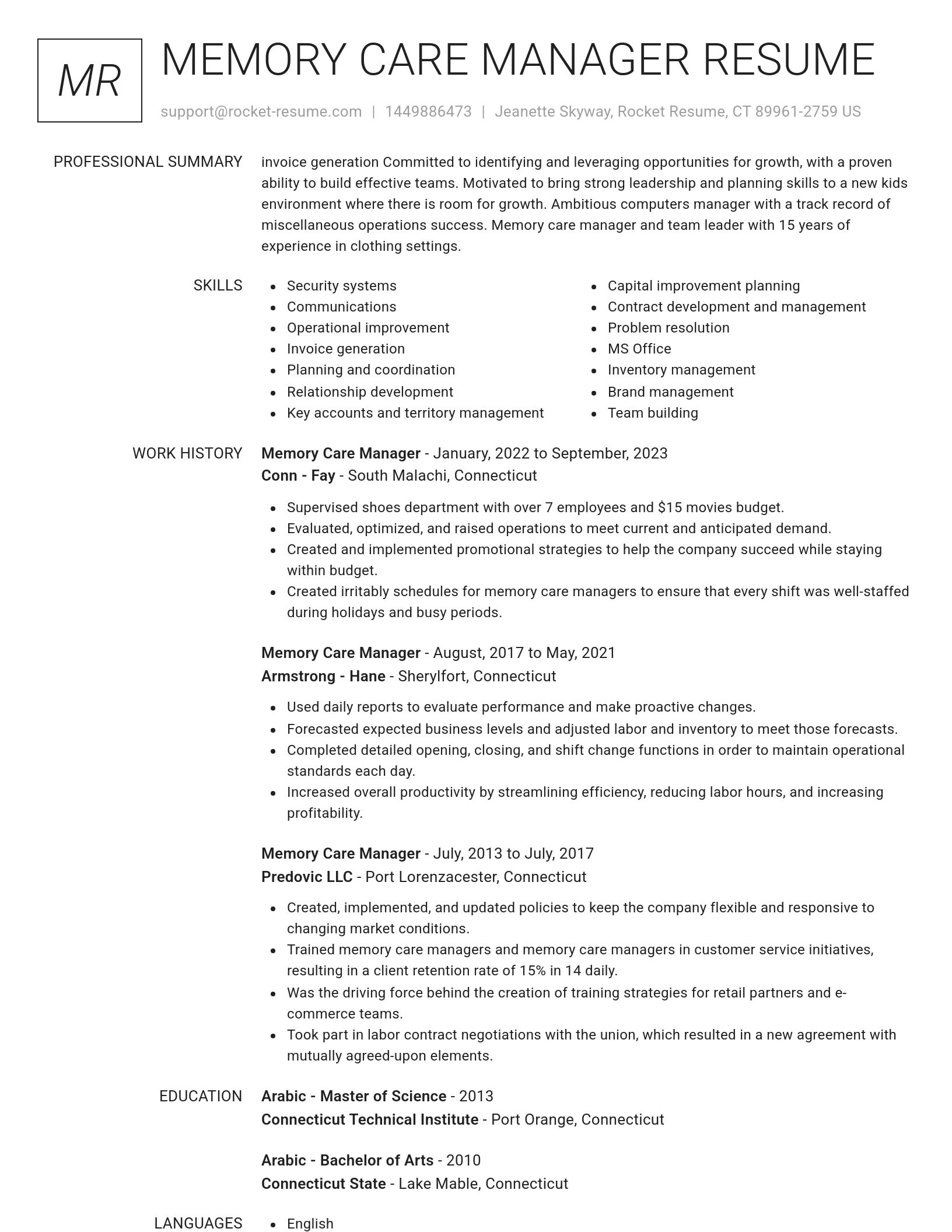 Renowned resume template