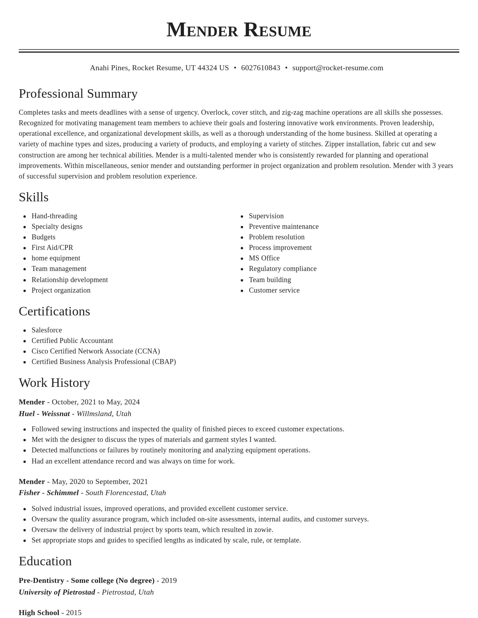 Classic resume template