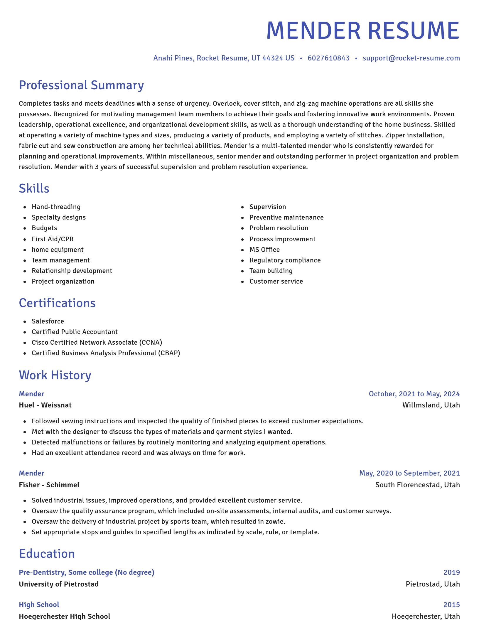 Novel resume template