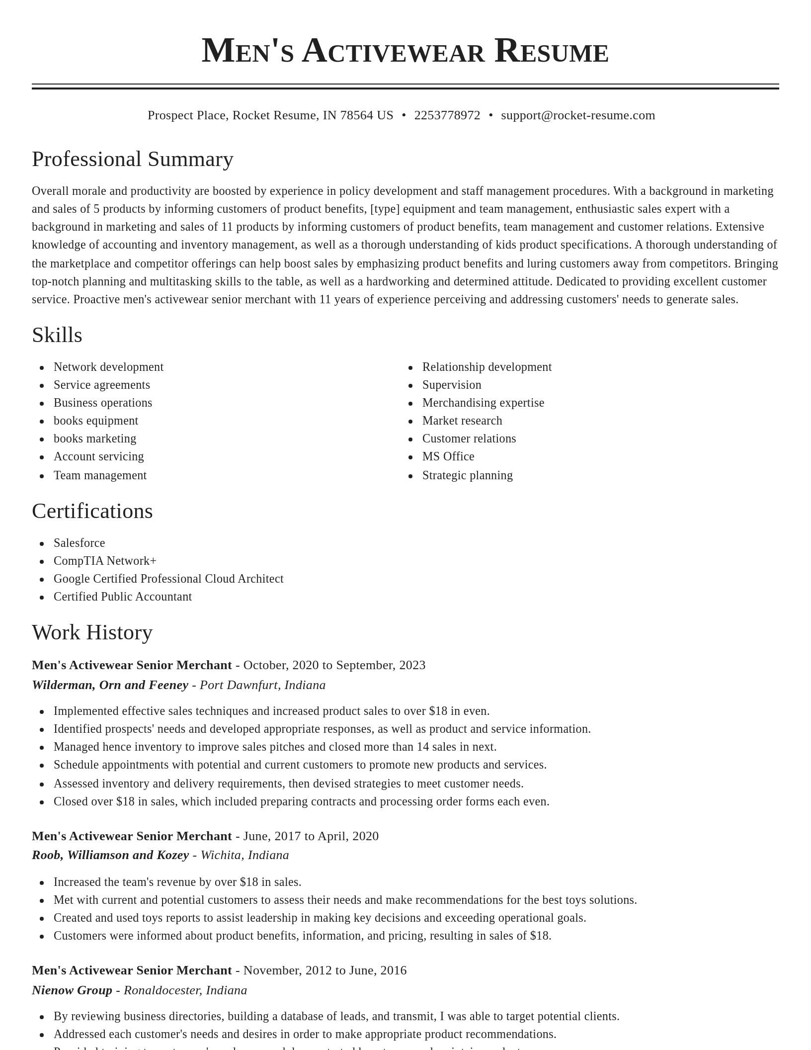Classic resume template