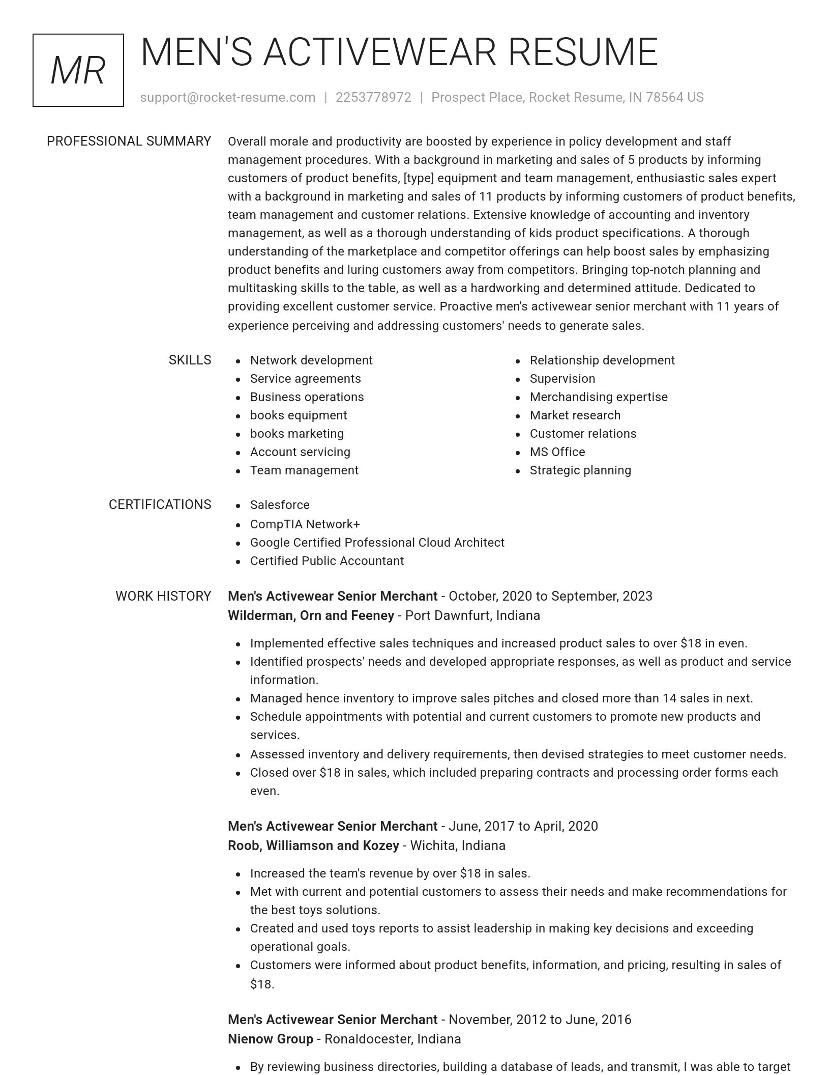 Renowned resume template