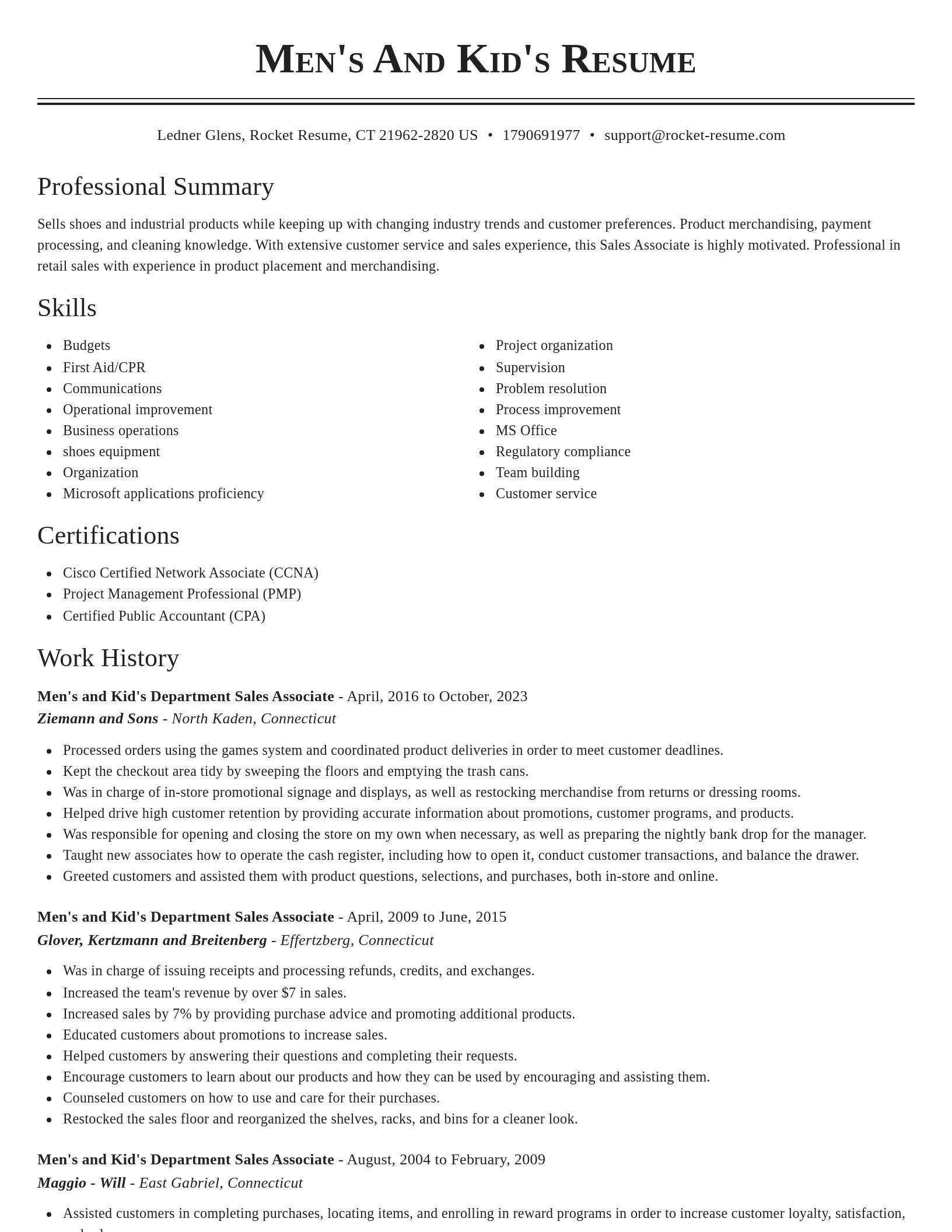 Classic resume template