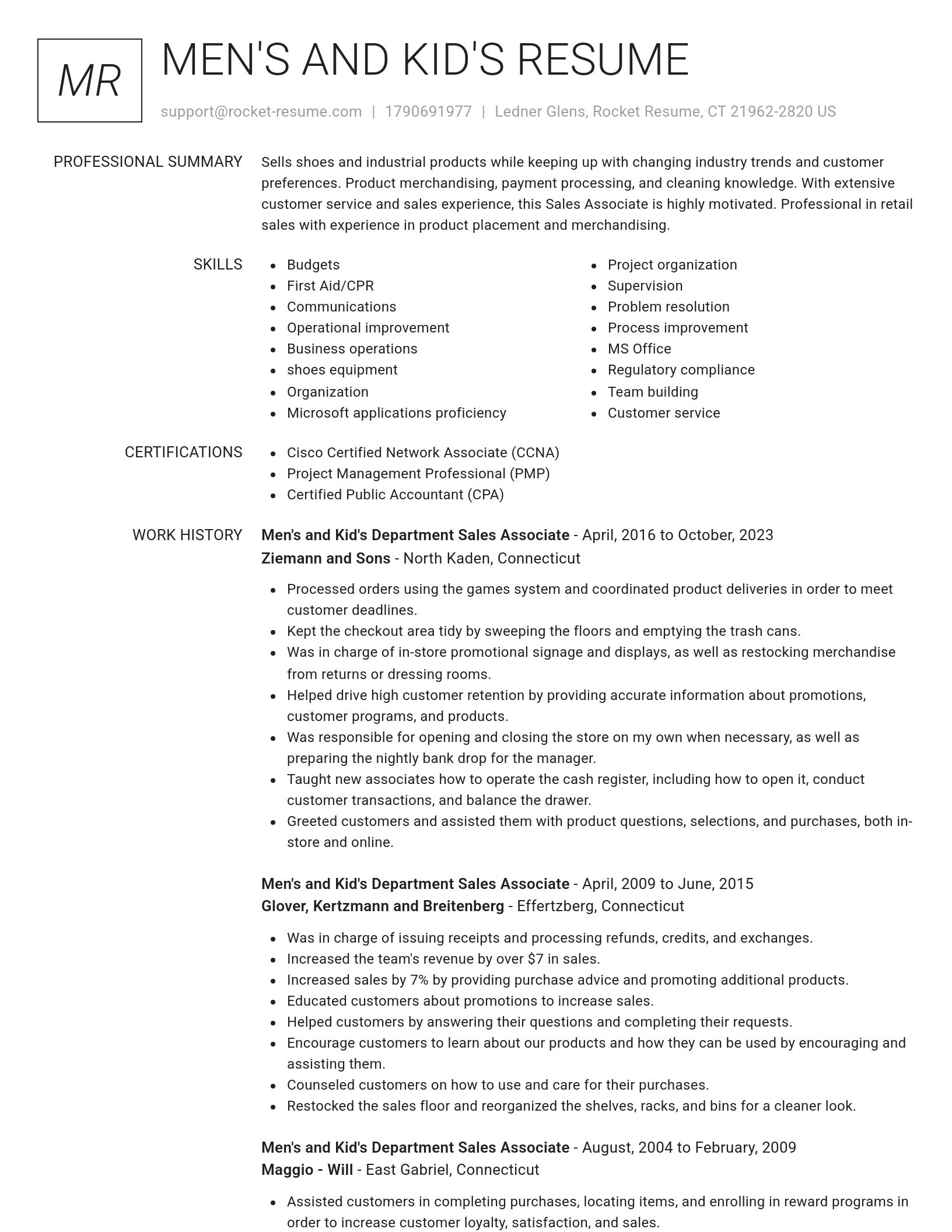 Renowned resume template