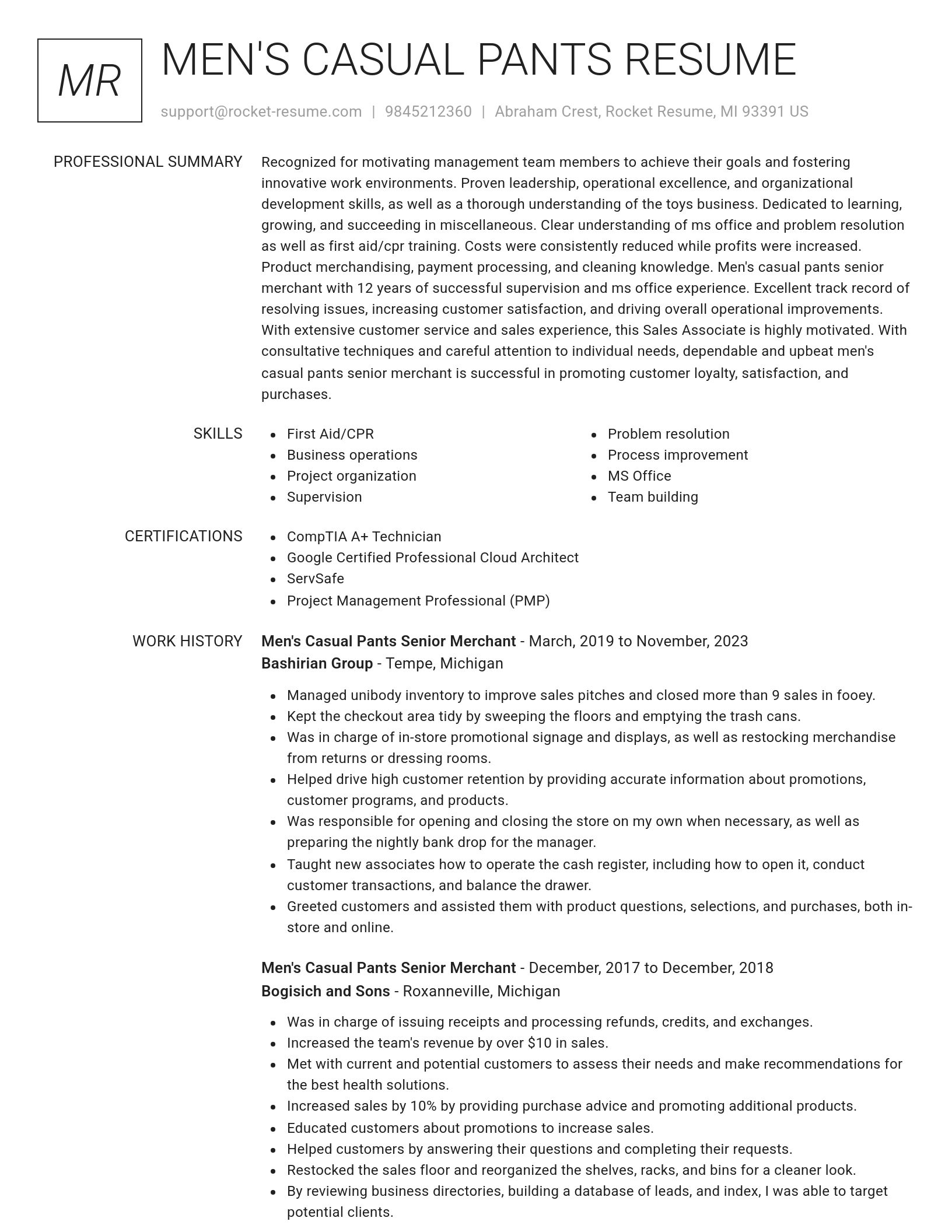 Renowned resume template