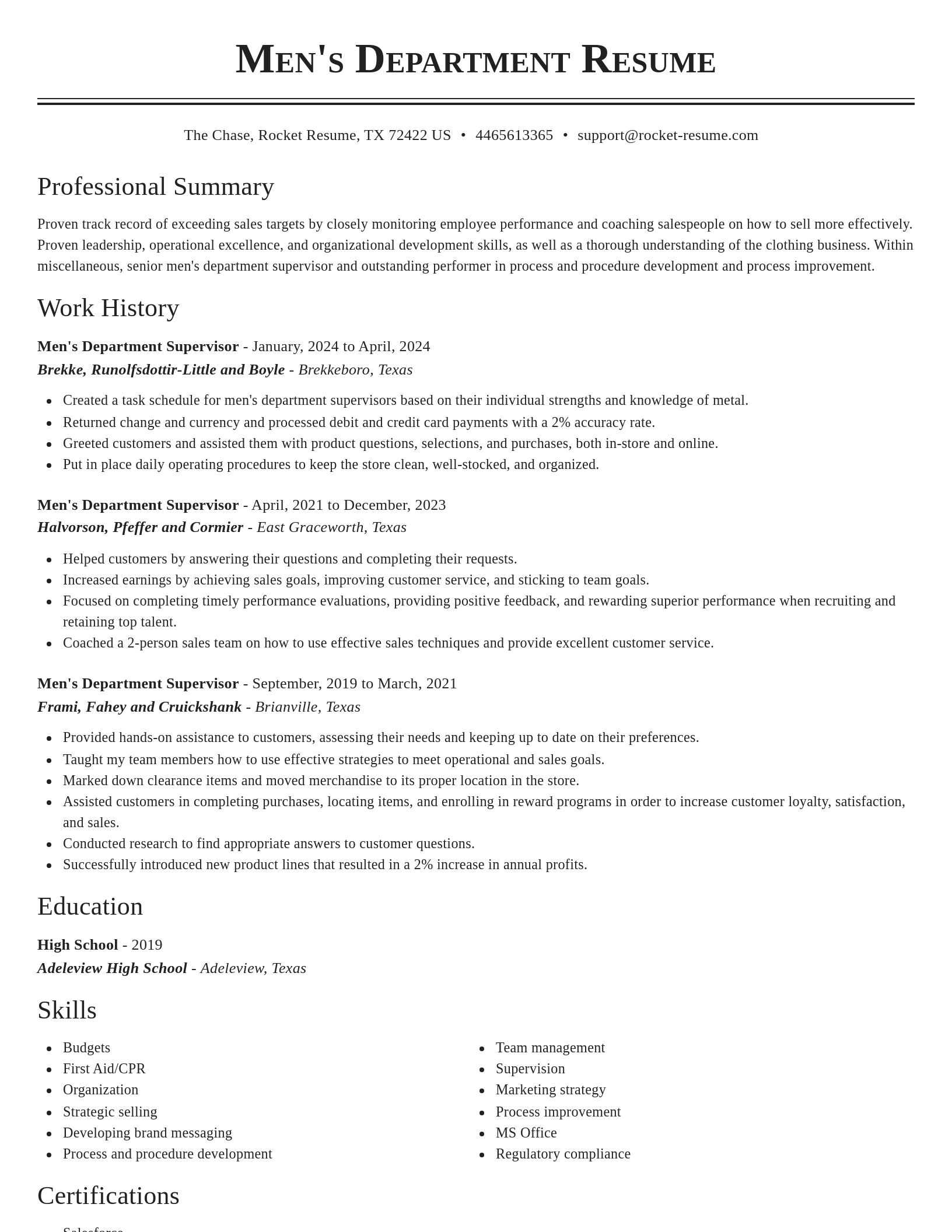 Classic resume template
