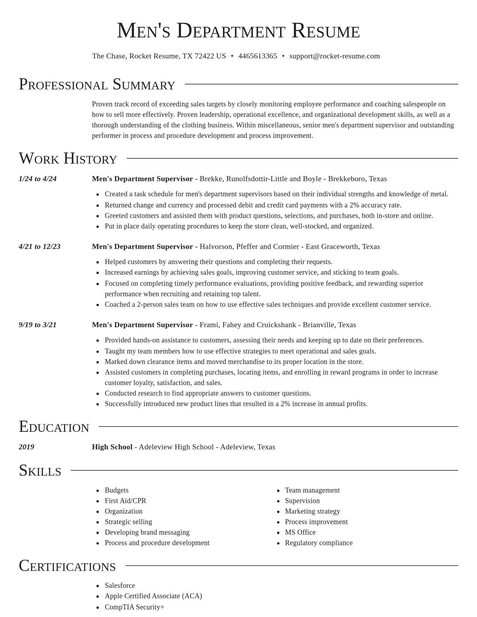Director resume template
