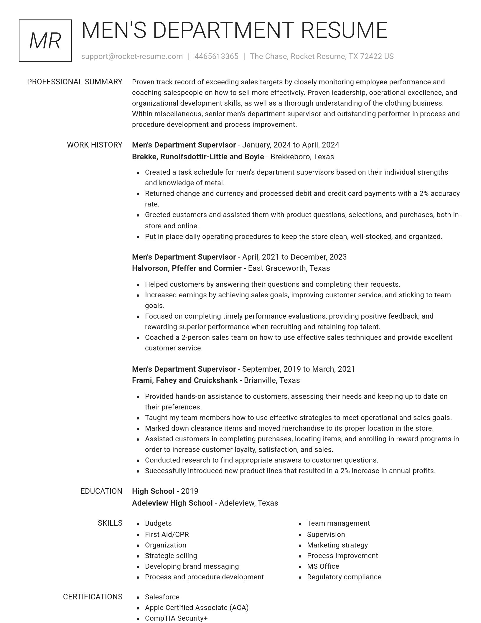 Renowned resume template
