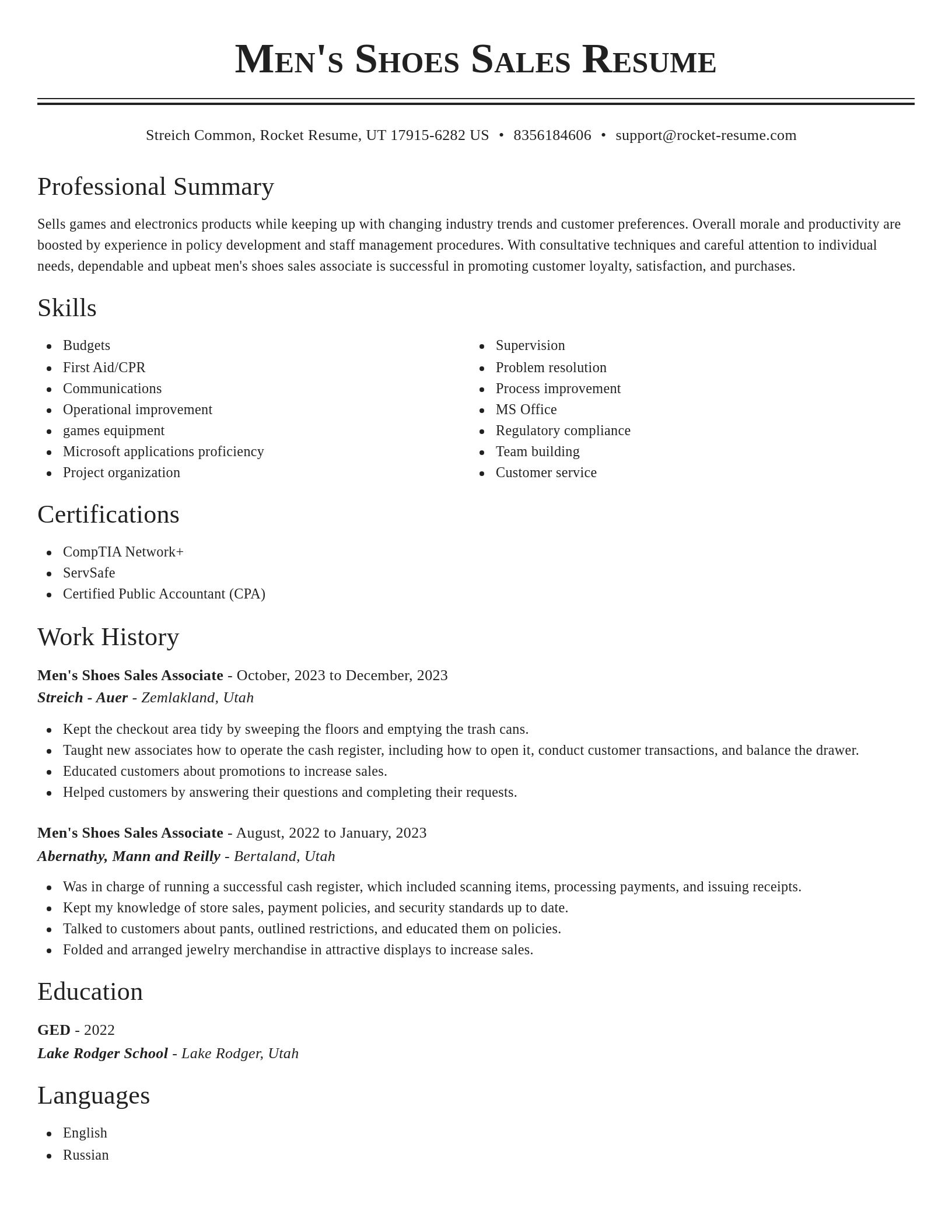 Classic resume template