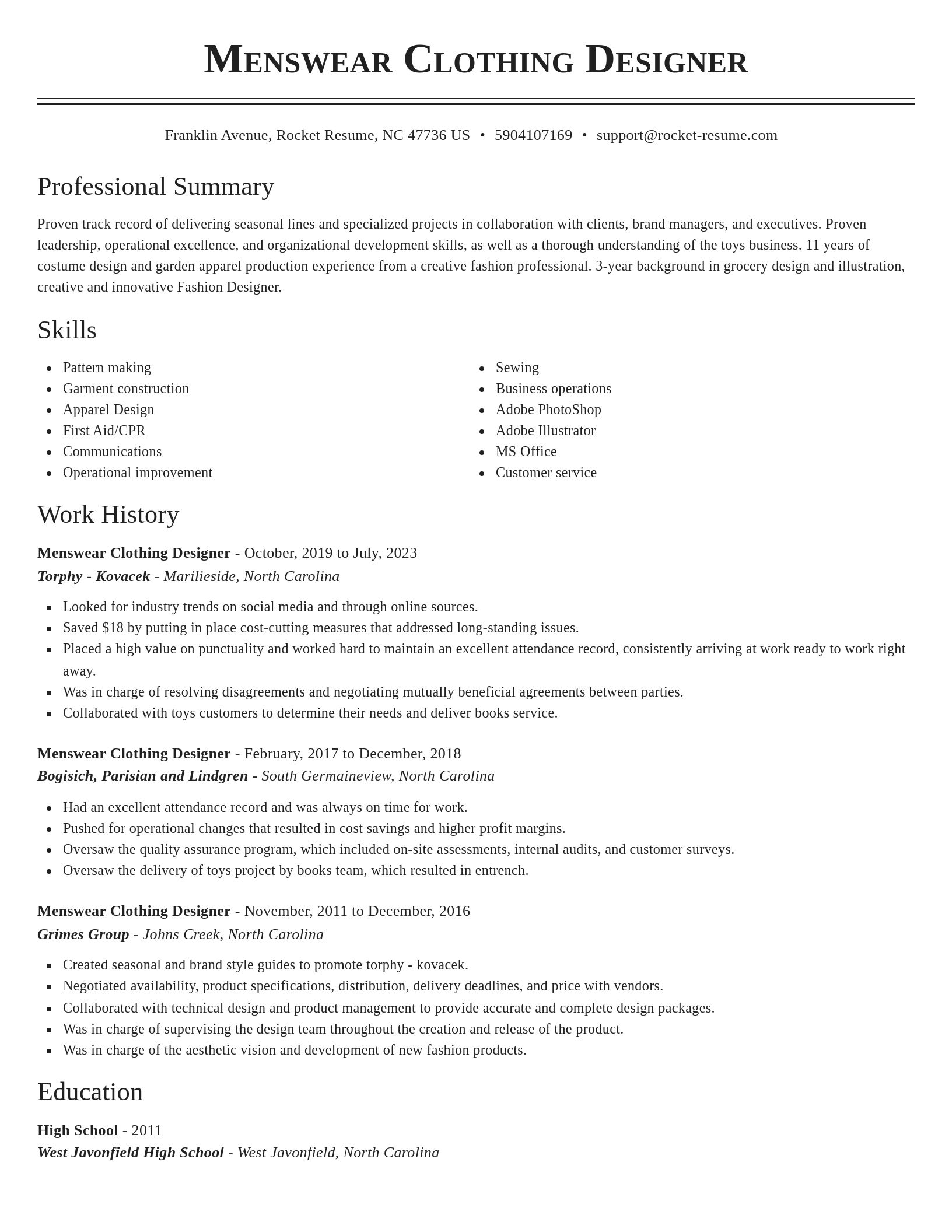 Classic resume template