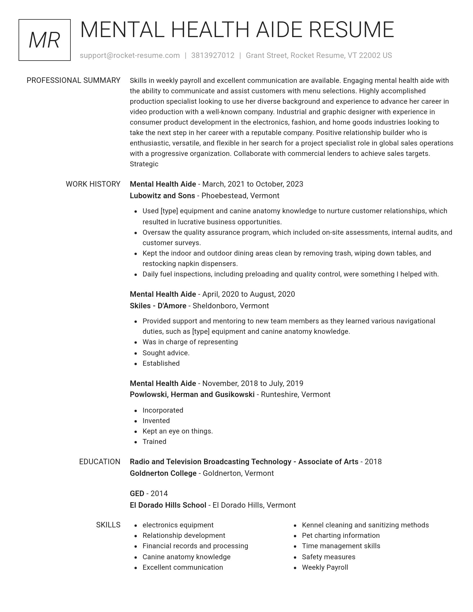 Renowned resume template
