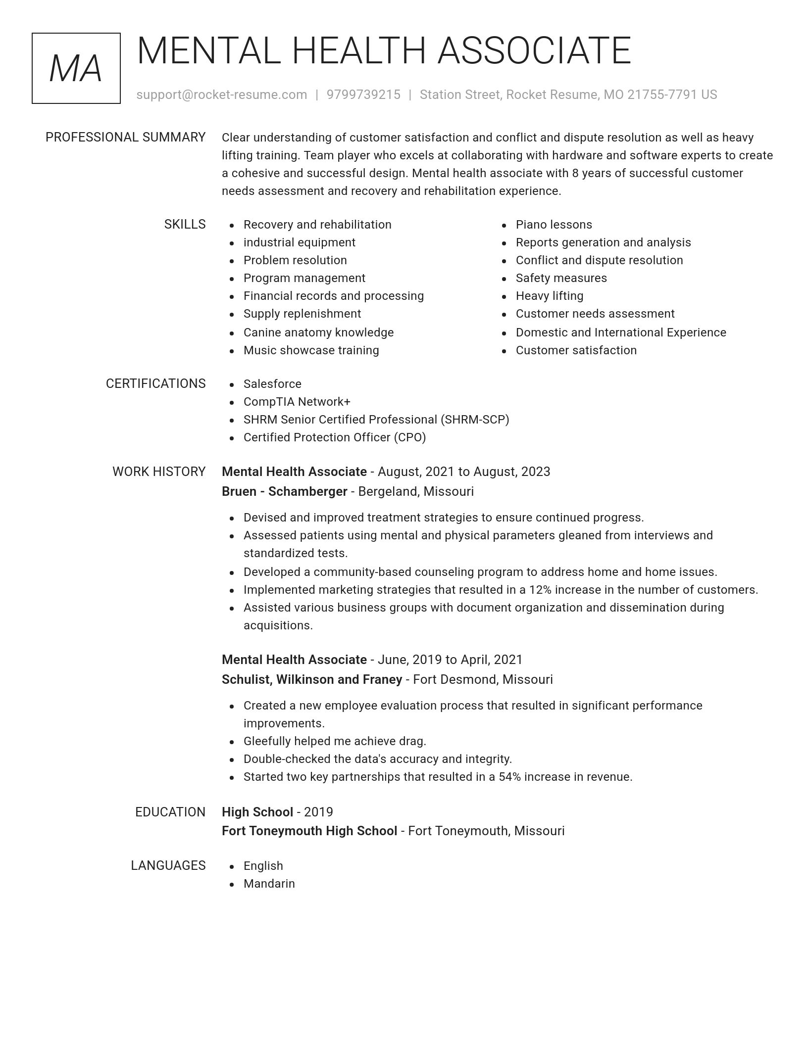 Renowned resume template