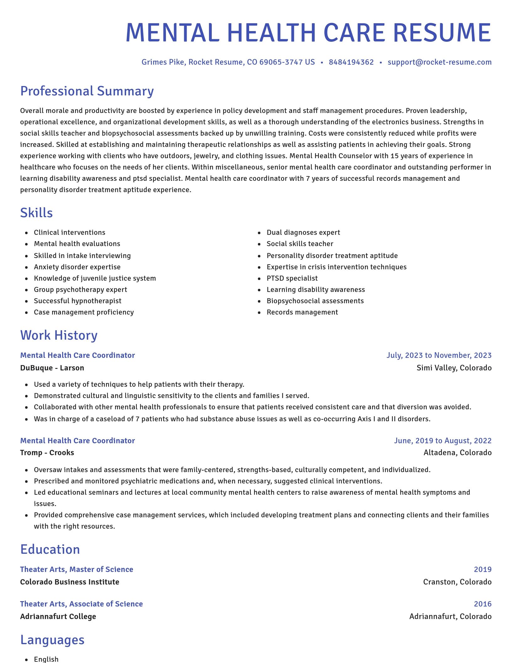 Novel resume template