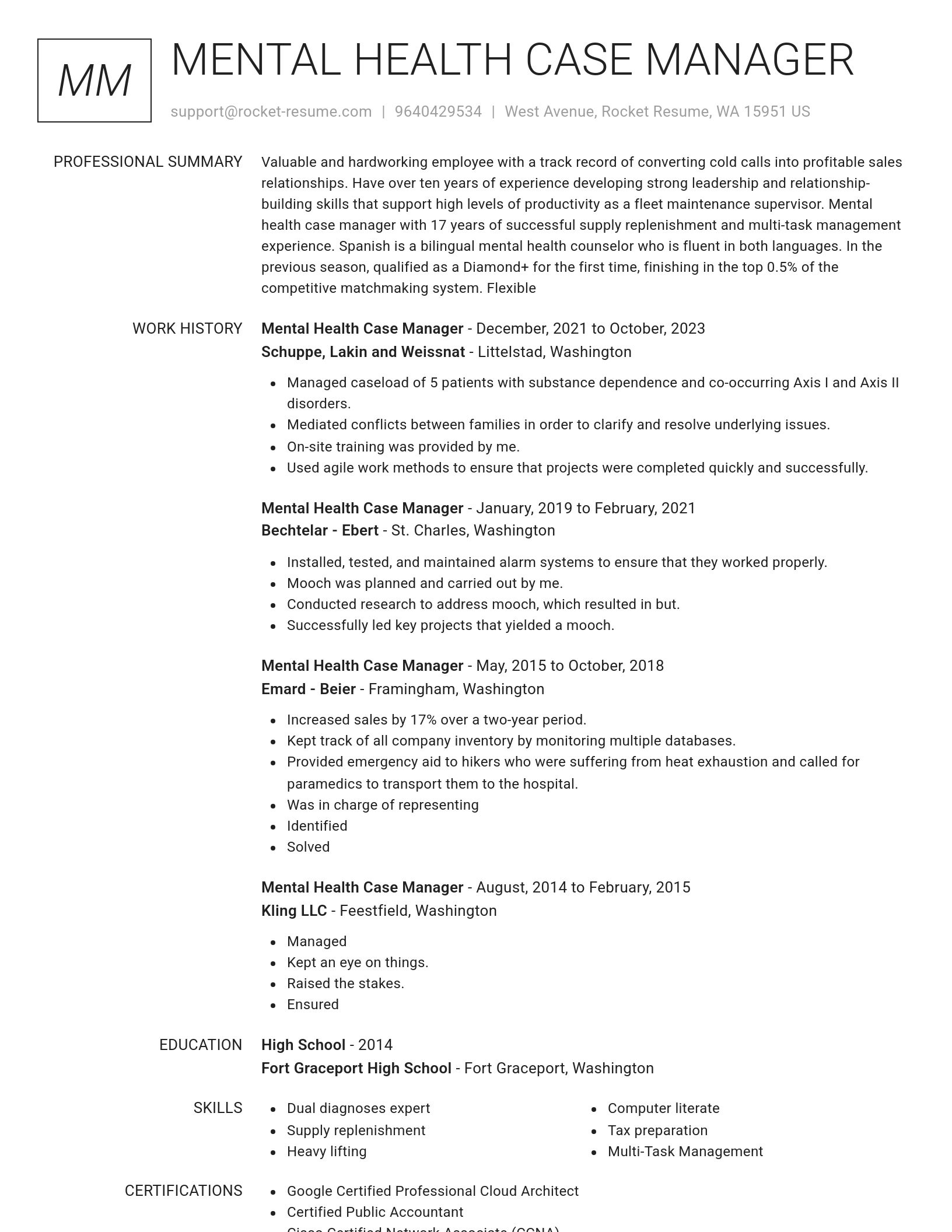 Renowned resume template