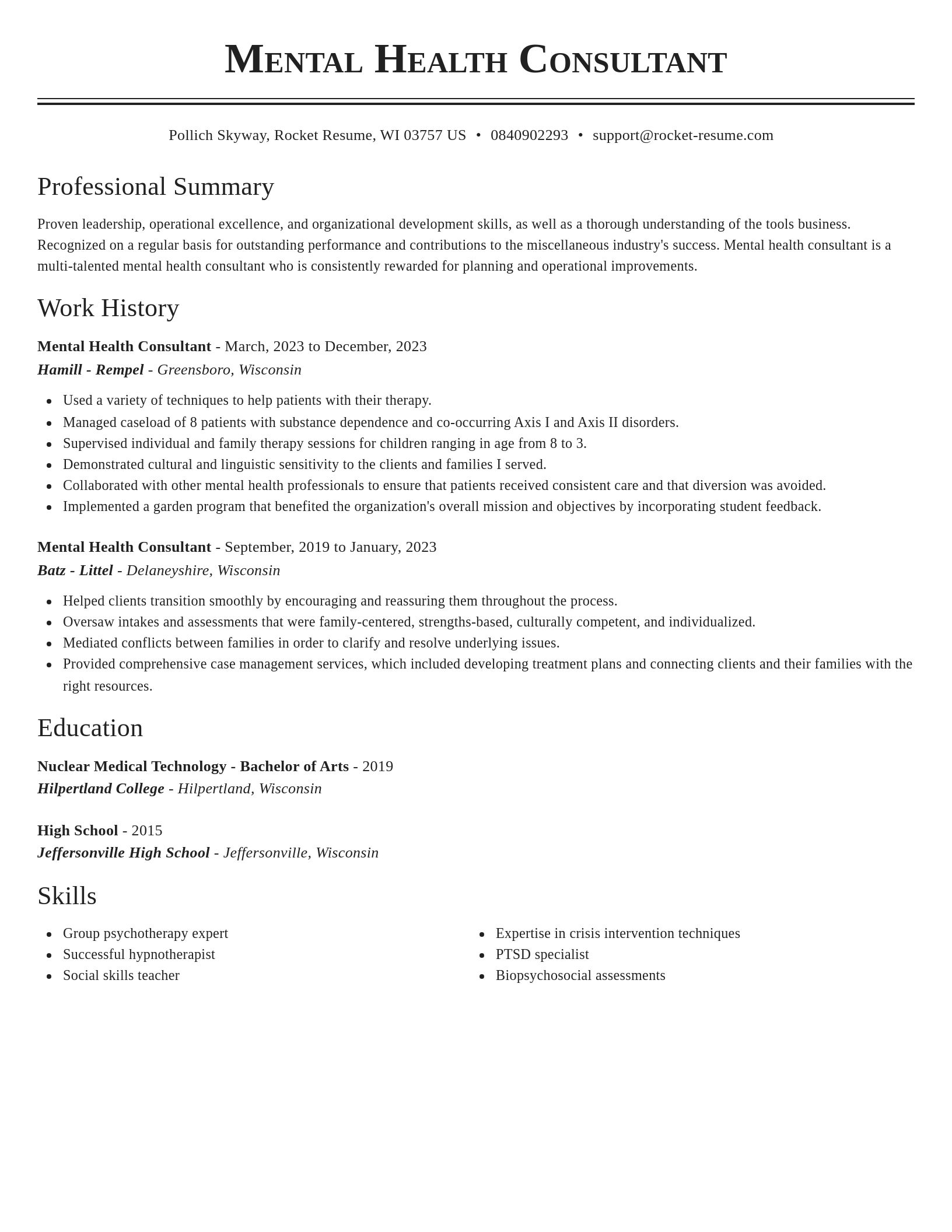 Classic resume template