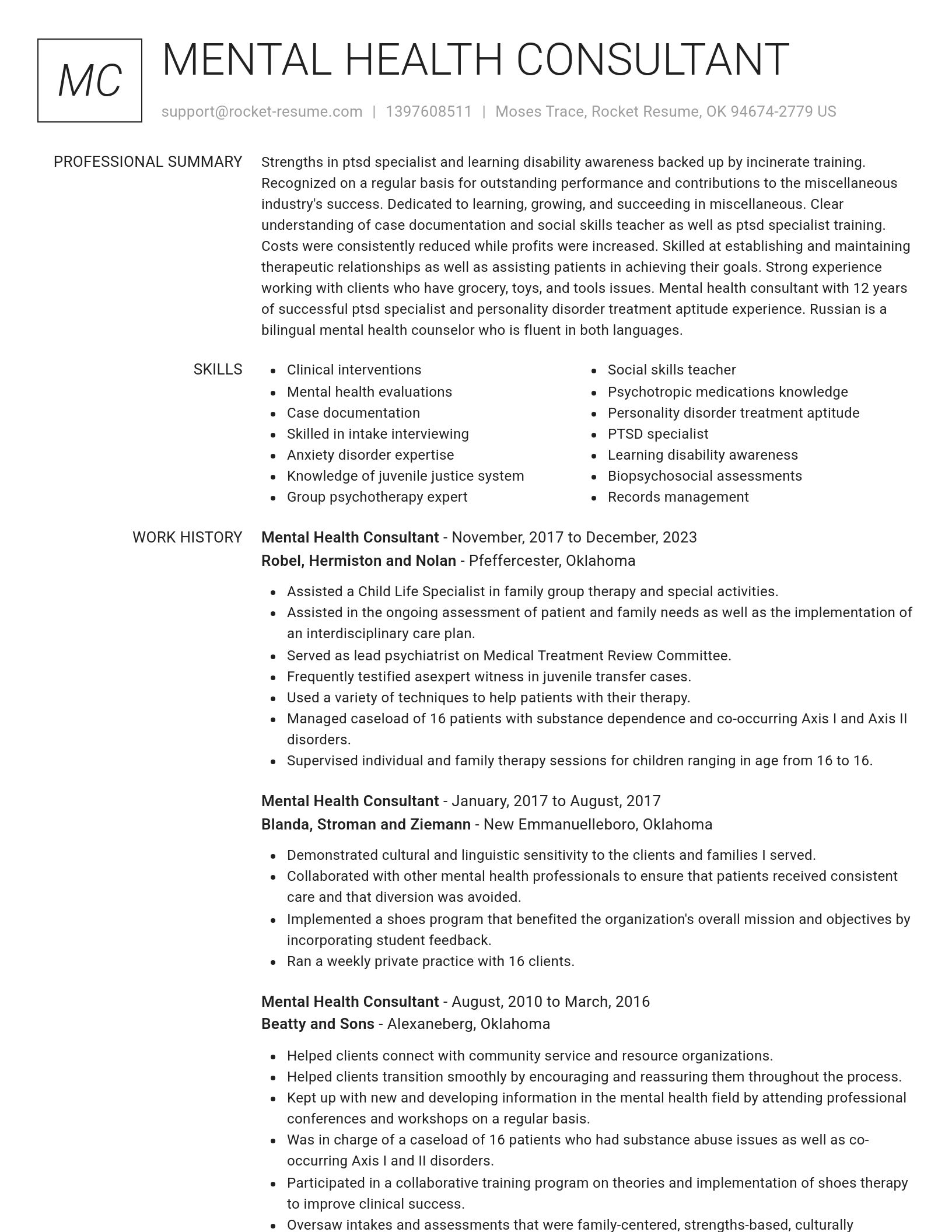 Renowned resume template