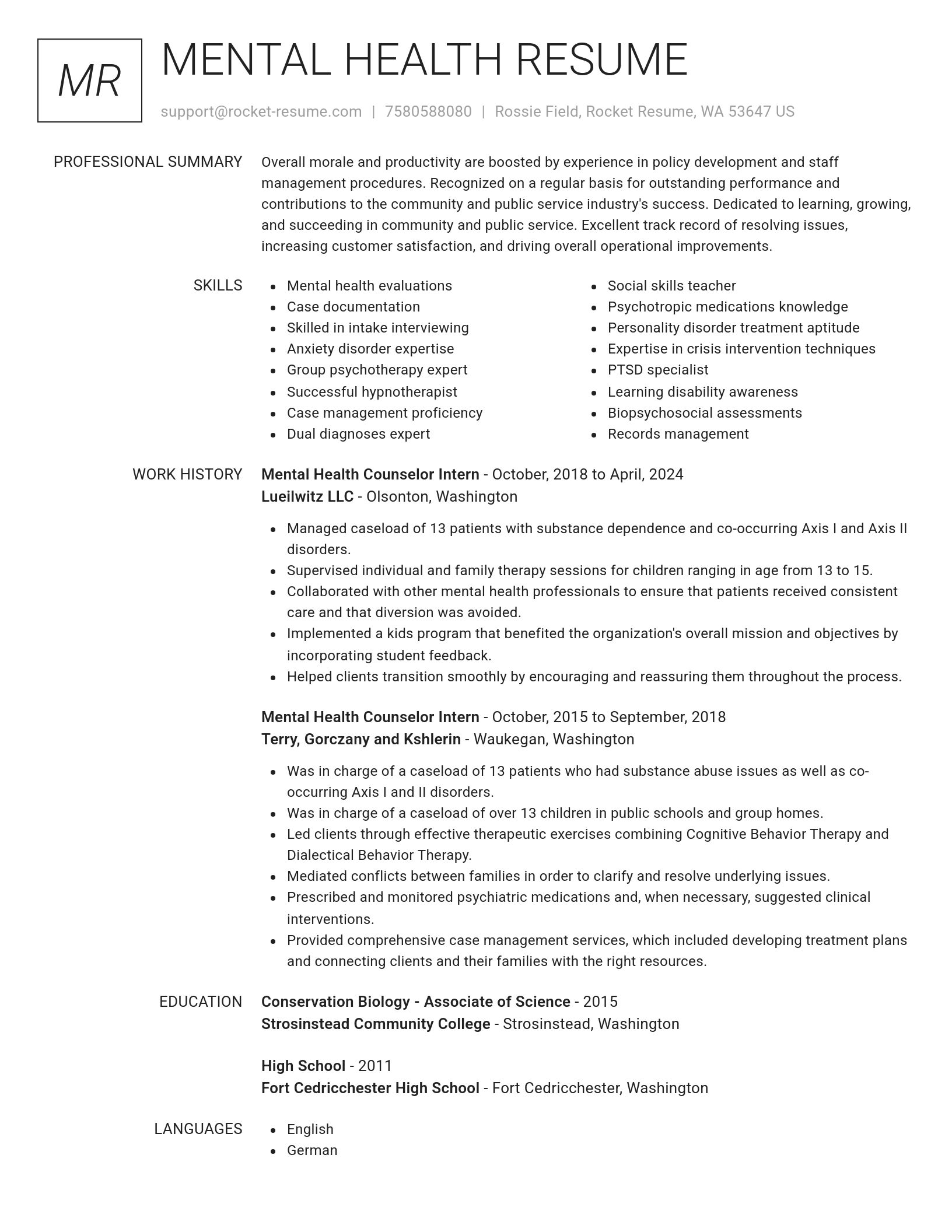 Renowned resume template