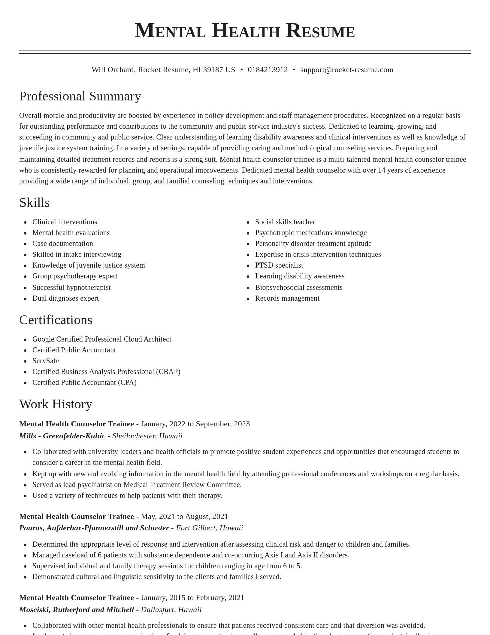 Classic resume template